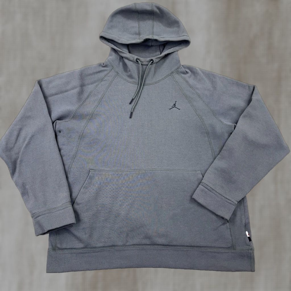 Jordan Brand Jordan Hoodie Men L Gray Black Sweatshirt Jump Man Air Y2K Adult Mock Neck Hooded Graphic Print Pockets Logo Size US L / EU 52-54 / 3 - 1 Thumbnail