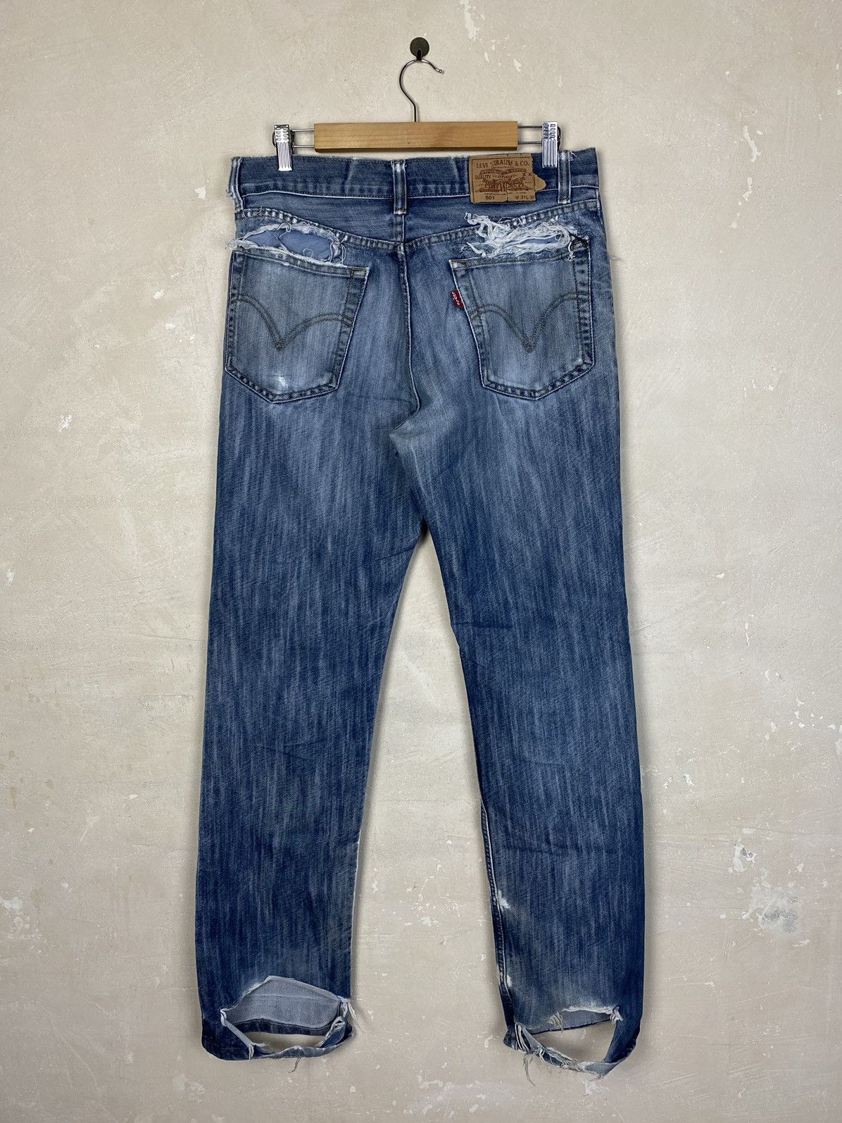 image of Levis x Levis Vintage Clothing Vintage Distressed Levi’S 501 Avant Garde Punk Jeans in Blue (Size 3