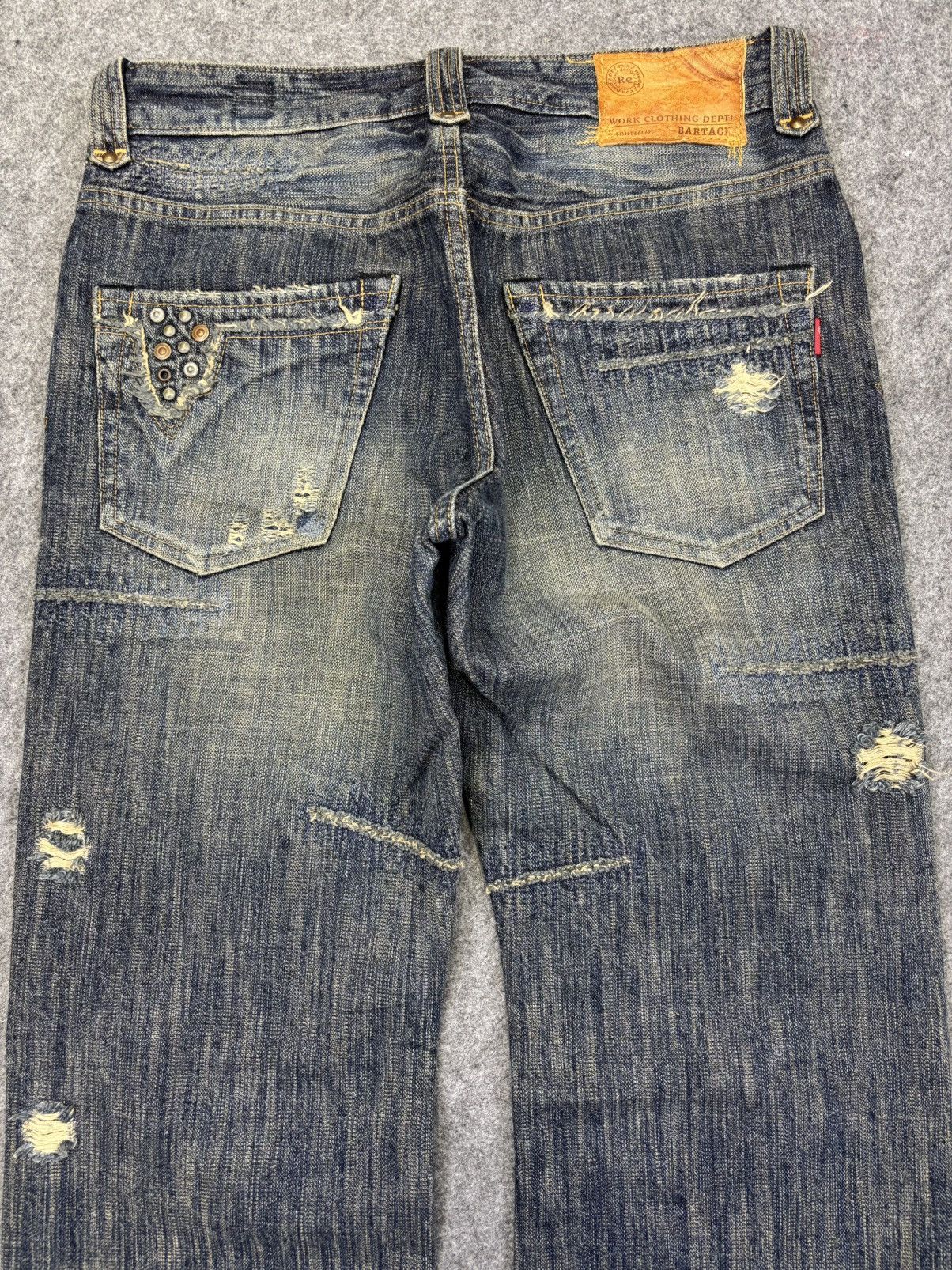 Japanese Brand 💥Insane Patchwork Style💥Bartack Distressed Denim K24 Size US 31 - 11 Thumbnail