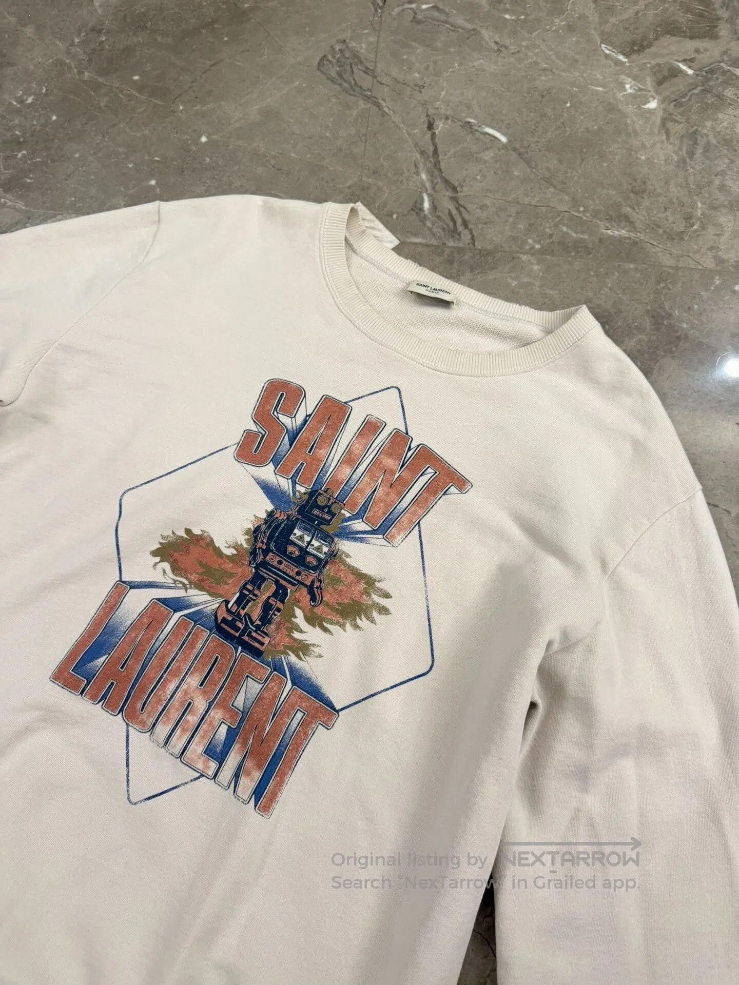 Saint Laurent Paris Saint Laurent White Robot Print Hoodie. Size US L / EU 52-54 / 3 - 1 Thumbnail