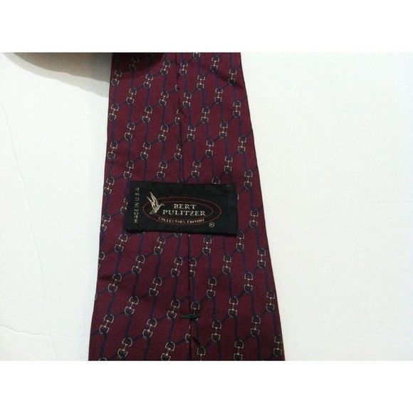 Bert Pulitzer BERT PULITZER MENS BURGUNDY 100%SILK TIE WIDTH: 3 3/4" Size ONE SIZE - 3 Thumbnail