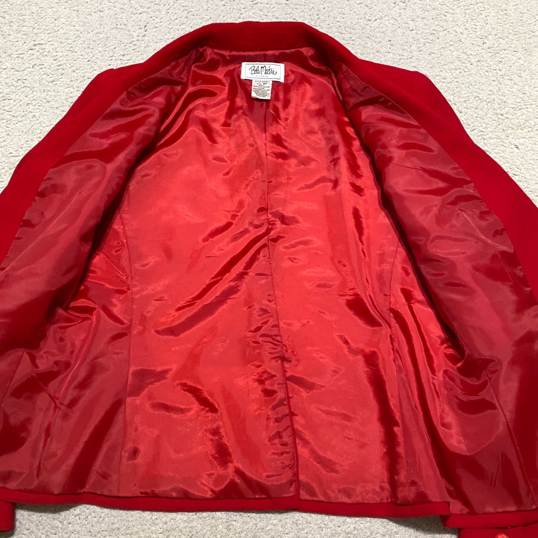 Bob Mackie Mackie Blazer Jacket 6P Women’s Petite Red Lined 1 Button Business Casual Spring Fall Winter Size M / US 6-8 / IT 42-44 - 7 Thumbnail