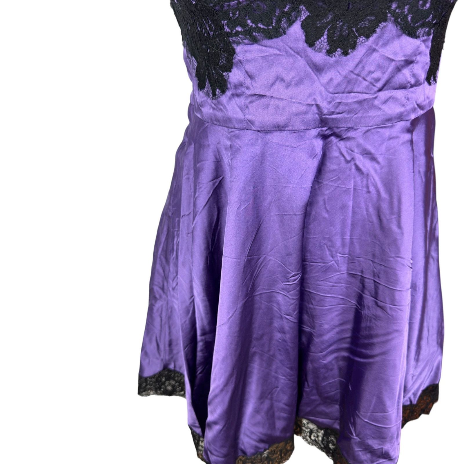 Dolce & Gabbana Dolce & Gabbana Women Purple Black Lace Detail Slip Dress 44 Size M / US 6-8 / IT 42-44 - 4 Thumbnail