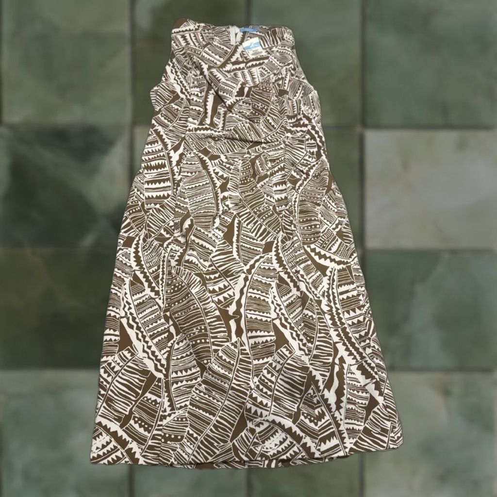 J.McLaughlin J. McLaughlin Anne Midi Dress Brown Palm Leaf Sleeveless Crew Neck Zip Sz 2, NWT, Sheath, 76% Rayon 21% Nylon 3% Spandex, Casual Womens Dress Client 2 Size XS / US 0-2 / IT 36-38 - 1 Thumbnail