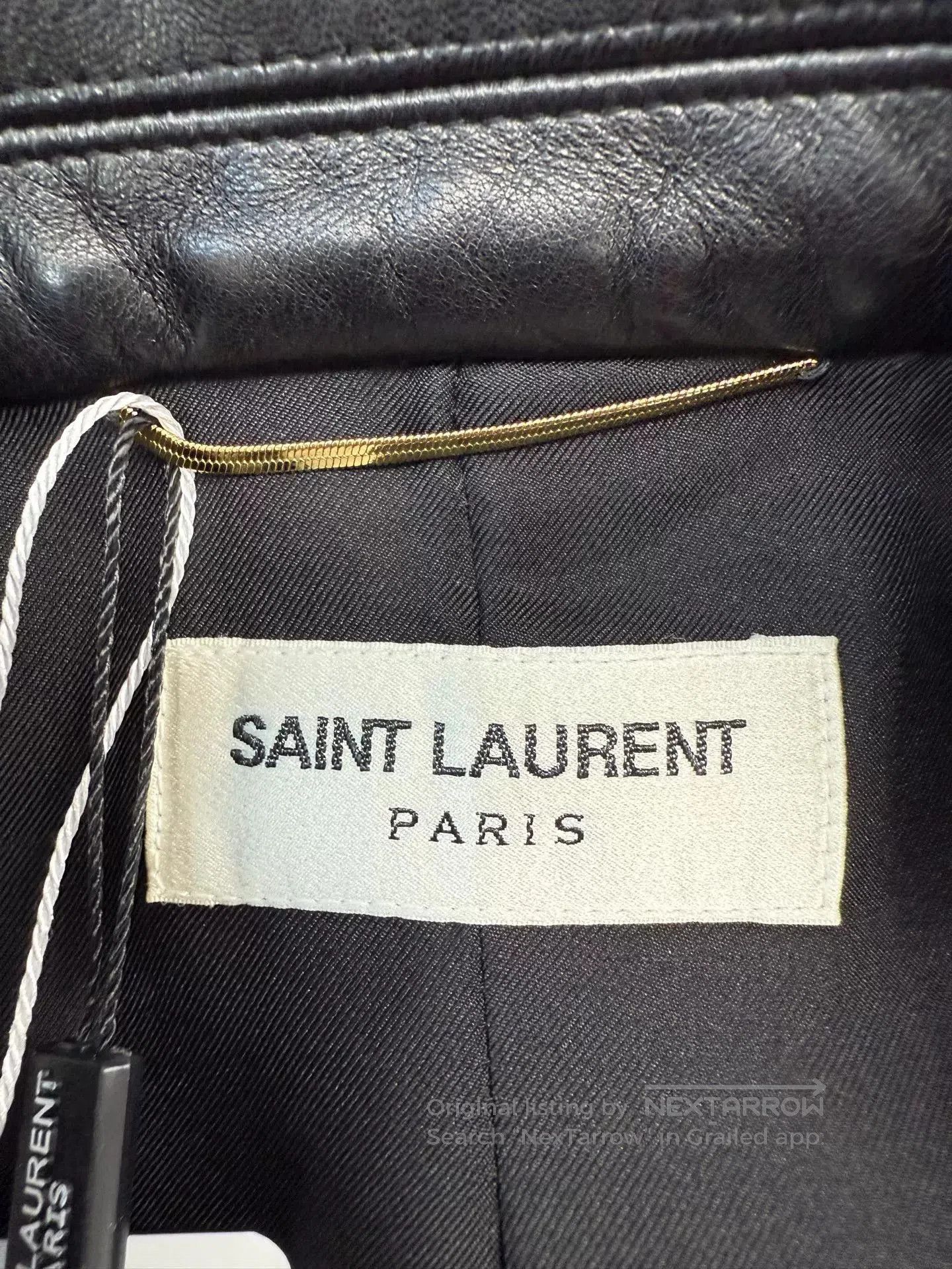 Saint Laurent Paris Saint Laurent Gray Leather Trim Blazer. Size XS / US 0-2 / IT 36-38 - 3 Thumbnail