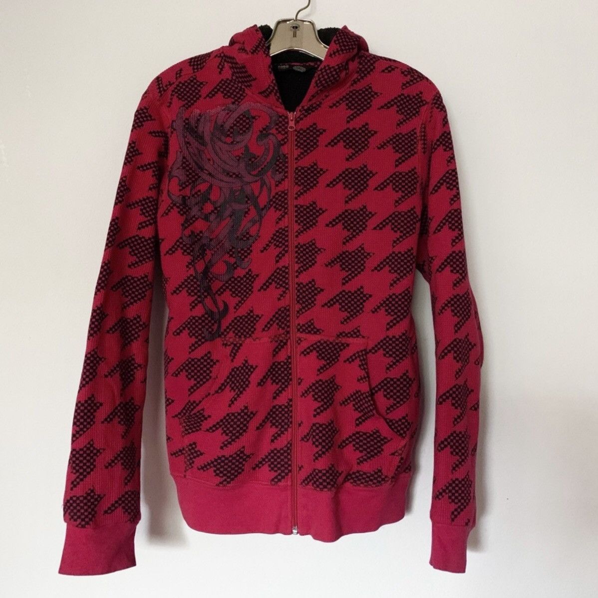 Vintage Y2K cybergoth grunge no boundaries houndstooth zip hoodie Size US L / EU 52-54 / 3 - 1 Thumbnail