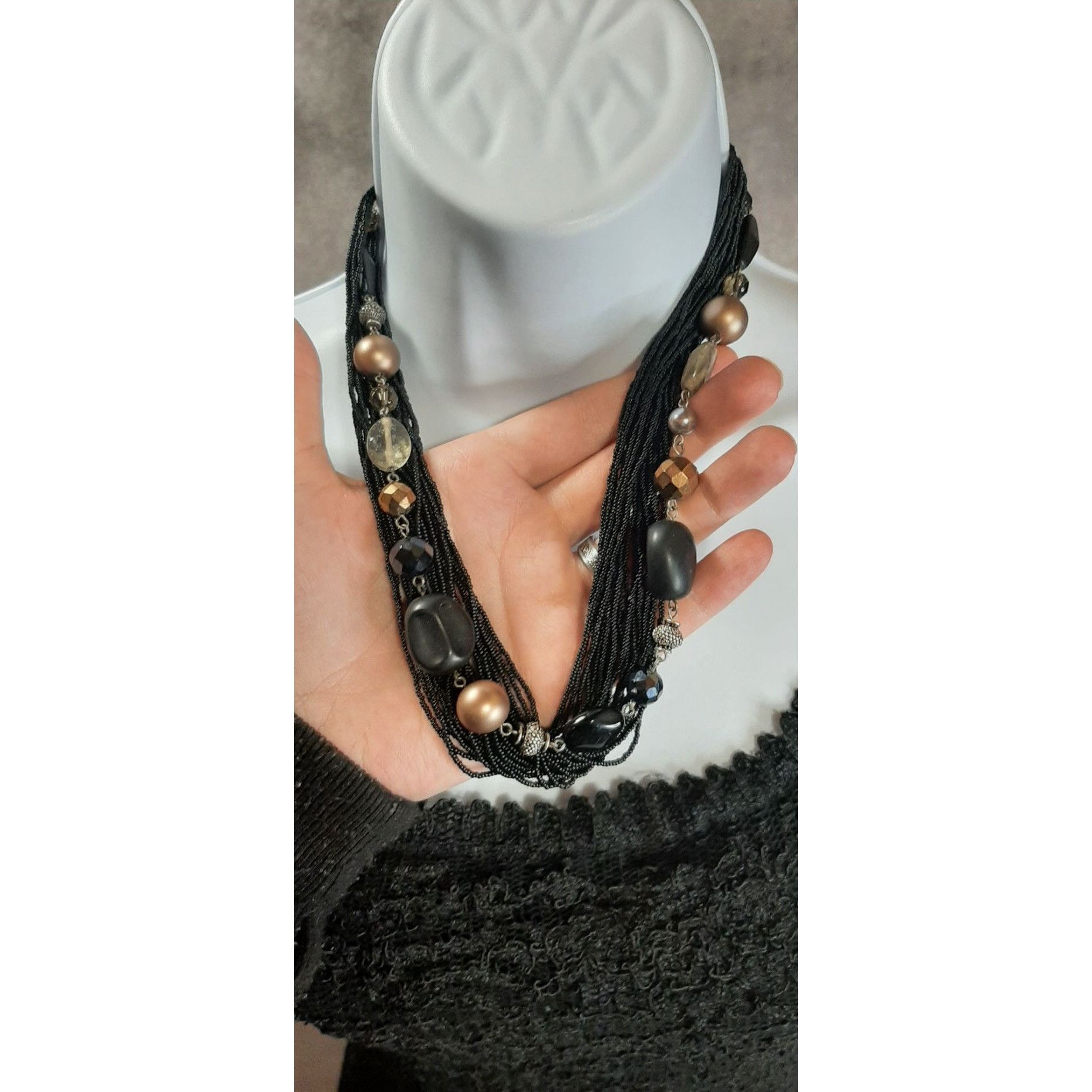 Coldwater Creek Vintage Coldwater Creek Multi-Strand Black Beaded Necklace W Size ONE SIZE - 4 Thumbnail