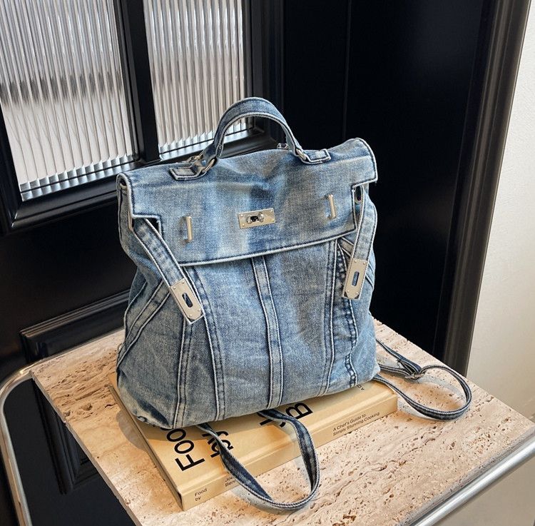 The Unbranded Brand Denim Fashion Backpack Size ONE SIZE - 2 Thumbnail