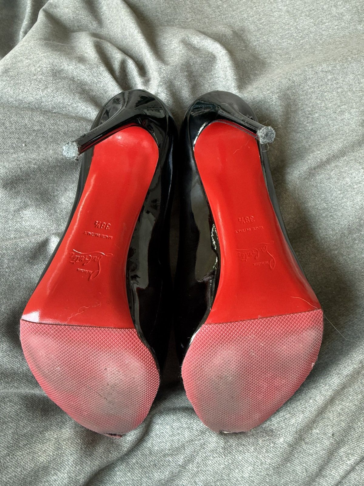 Christian Louboutin Black patent platform louboutins with peep toe Size US 8.5 / IT 38.5 - 4 Thumbnail