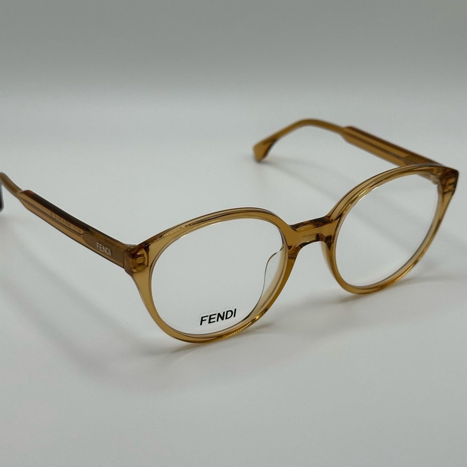 Fendi NEW FENDI FE50015I 057 Transparent Cognac Unisex Eyeglasses Size ONE SIZE - 4 Thumbnail