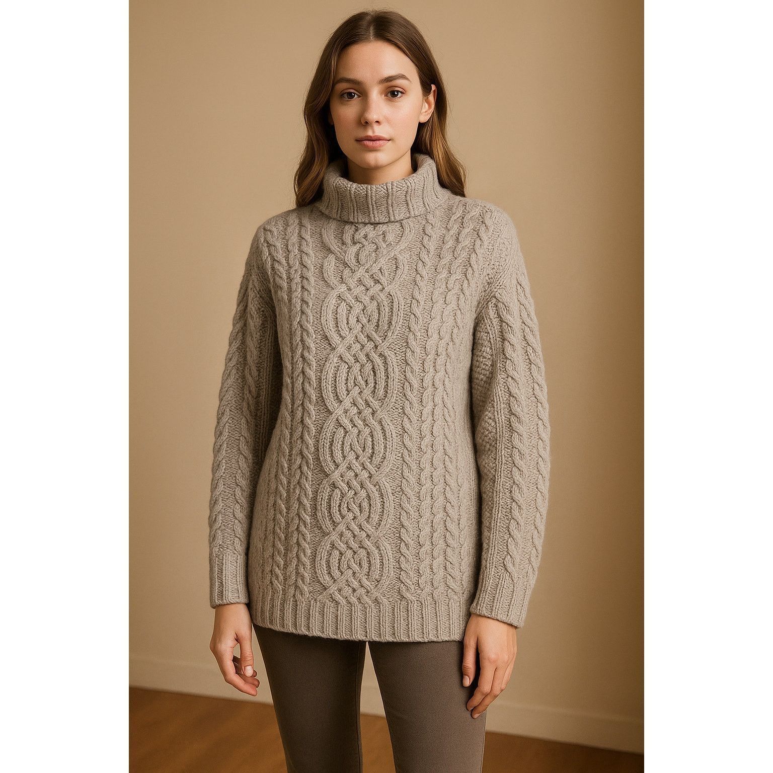 Other Cozy Cottagecore Chunky Cable Knit Gray Merino Wool Sweater Size M / US 6-8 / IT 42-44 - 1 Thumbnail