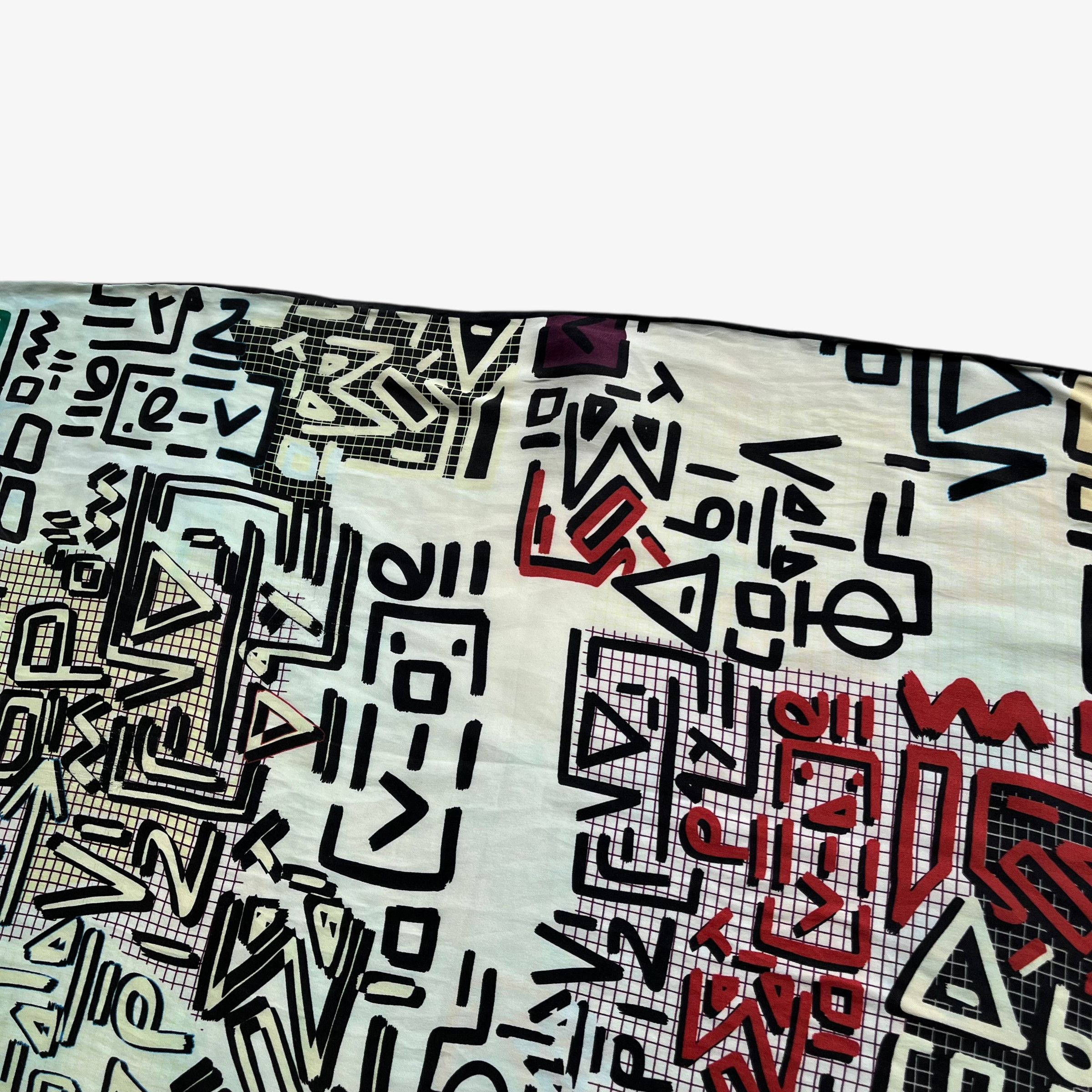Pierre Cardin Vintage 90s Pierre Cardin Abstract Graffiti Print Silk Scarf Size ONE SIZE - 4 Thumbnail