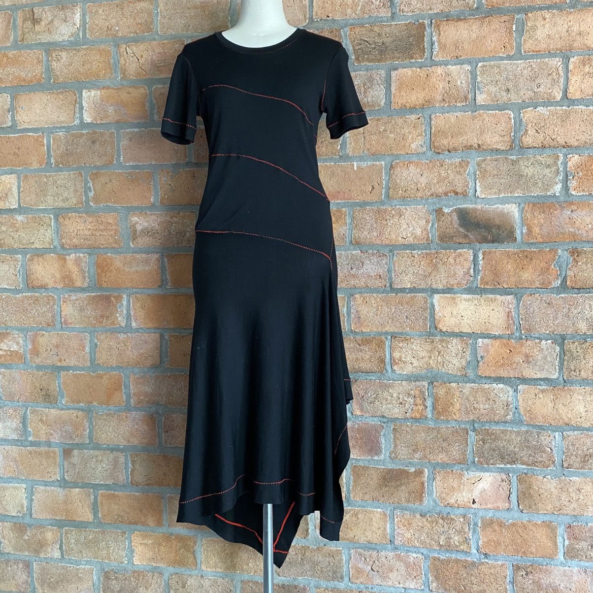 Issey Miyake ISSEY MIYAKE Black Asymmetrical Stitch Dress Size XS / US 0-2 / IT 36-38 - 3 Thumbnail