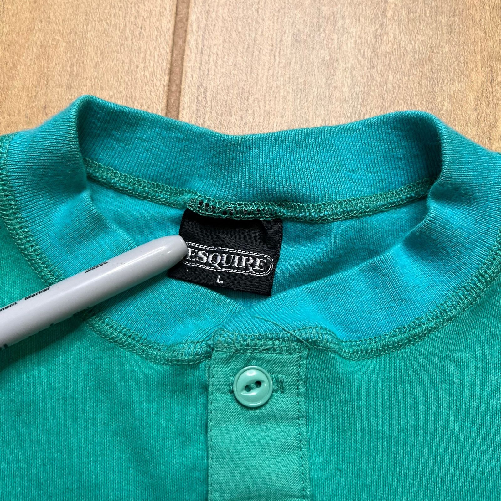 Vintage Vintage Esquire Henley Shirt Mens Large Green Teal Blue 90s Size US L / EU 52-54 / 3 - 3 Thumbnail