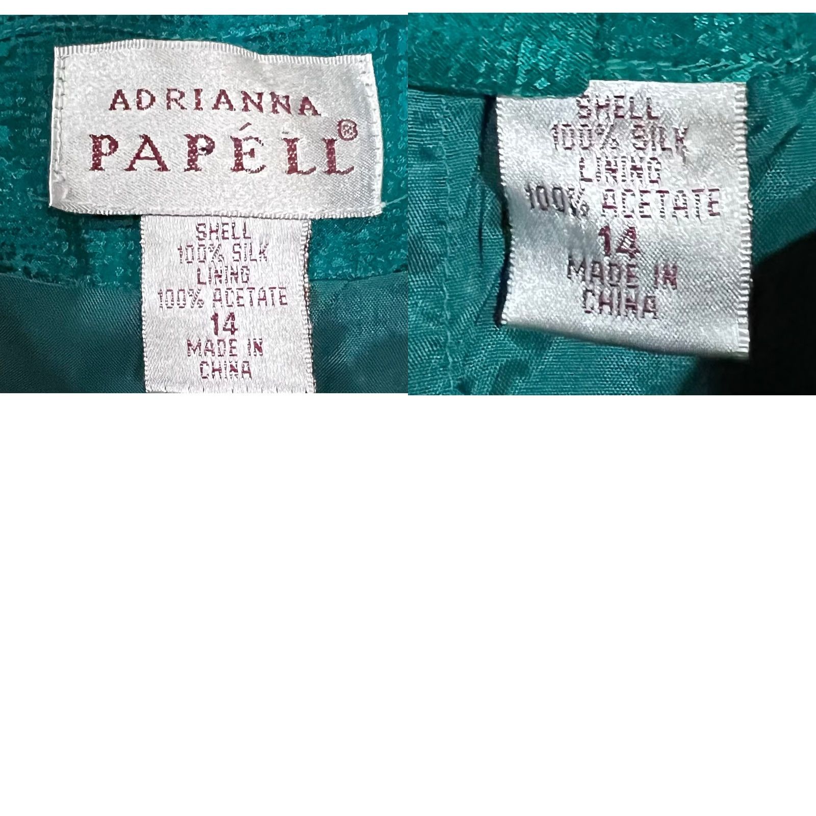 Adrianna Papell VINTAGE Adrianna Papell Silk Skirt Suit Set Jacket & Skirt 14 Teal Green/Blue Women Adults Mens Girls Size 36" / US 14 / IT 50 - 9 Thumbnail