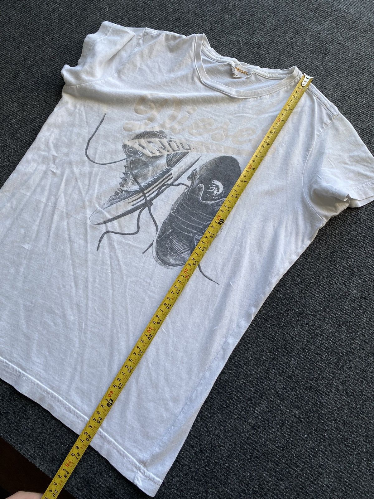 Diesel 🔥Opium Punk Diesel Goth Emo White tee “sneakers logo” Size US S / EU 44-46 / 1 - 8 Thumbnail