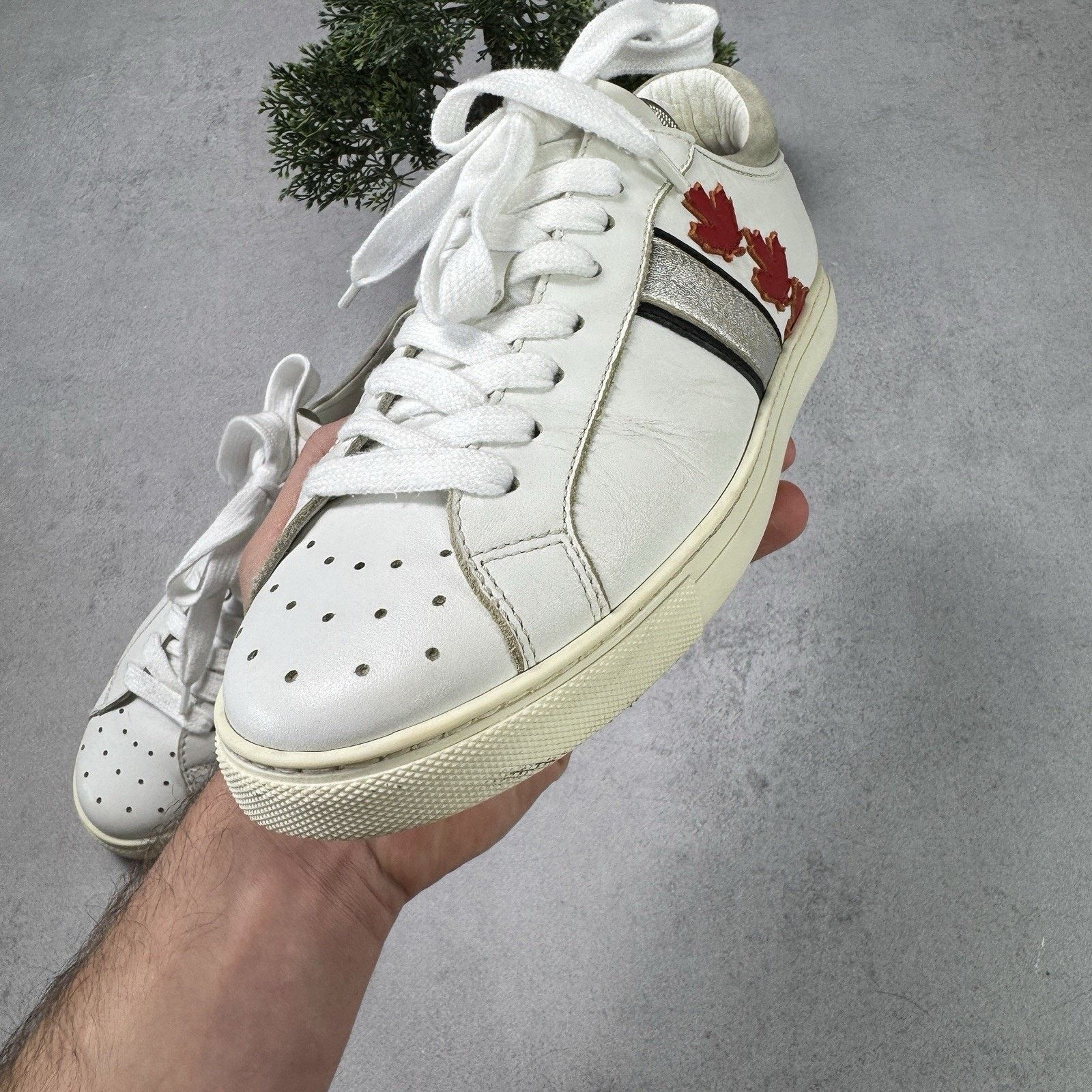 Dsquared2 Dsquared2 White Leather Low Top Sneakers Size 41 US 8 Men Size US 8 / EU 41 - 17 Thumbnail