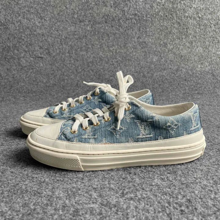 Louis Vuitton Louis Vuitton Denim Blue Fashion Sneakers for Women -2508 Size US 6 / IT 36 - 1 Thumbnail