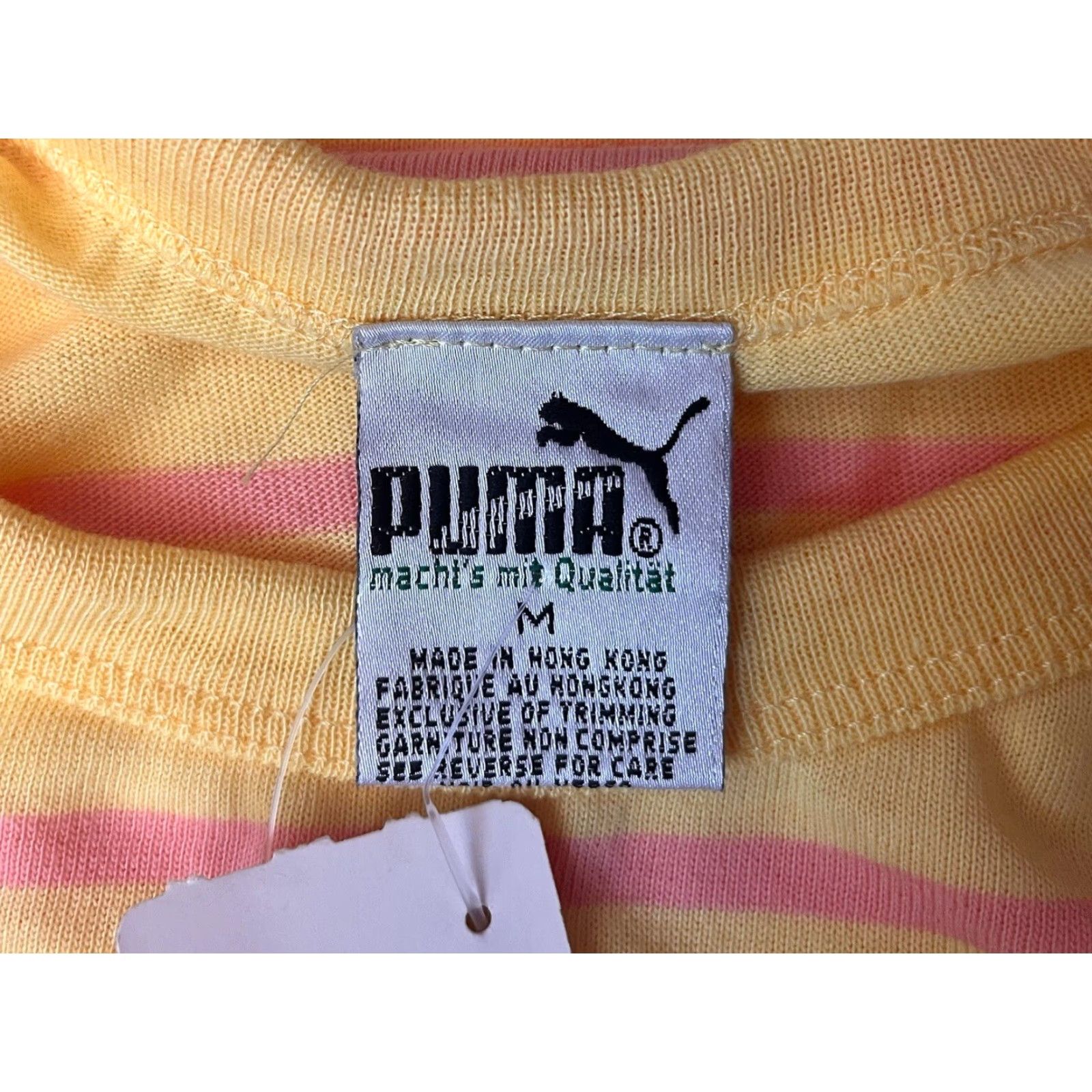 Puma VINTAGE puma Long Sleeve T-Shirt Womens M Deadstock NWT 80s Yellow Striped Size M / US 6-8 / IT 42-44 - 5 Thumbnail
