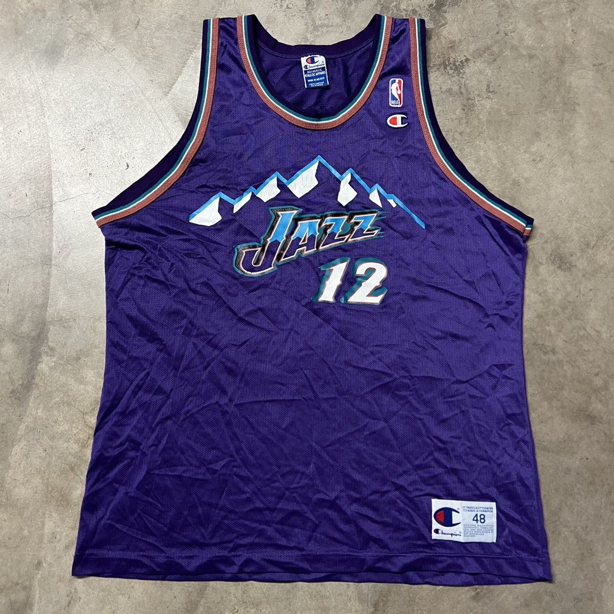 Vintage 90’s NBA Utah Jazz John Stockton #12 Champion Jersey