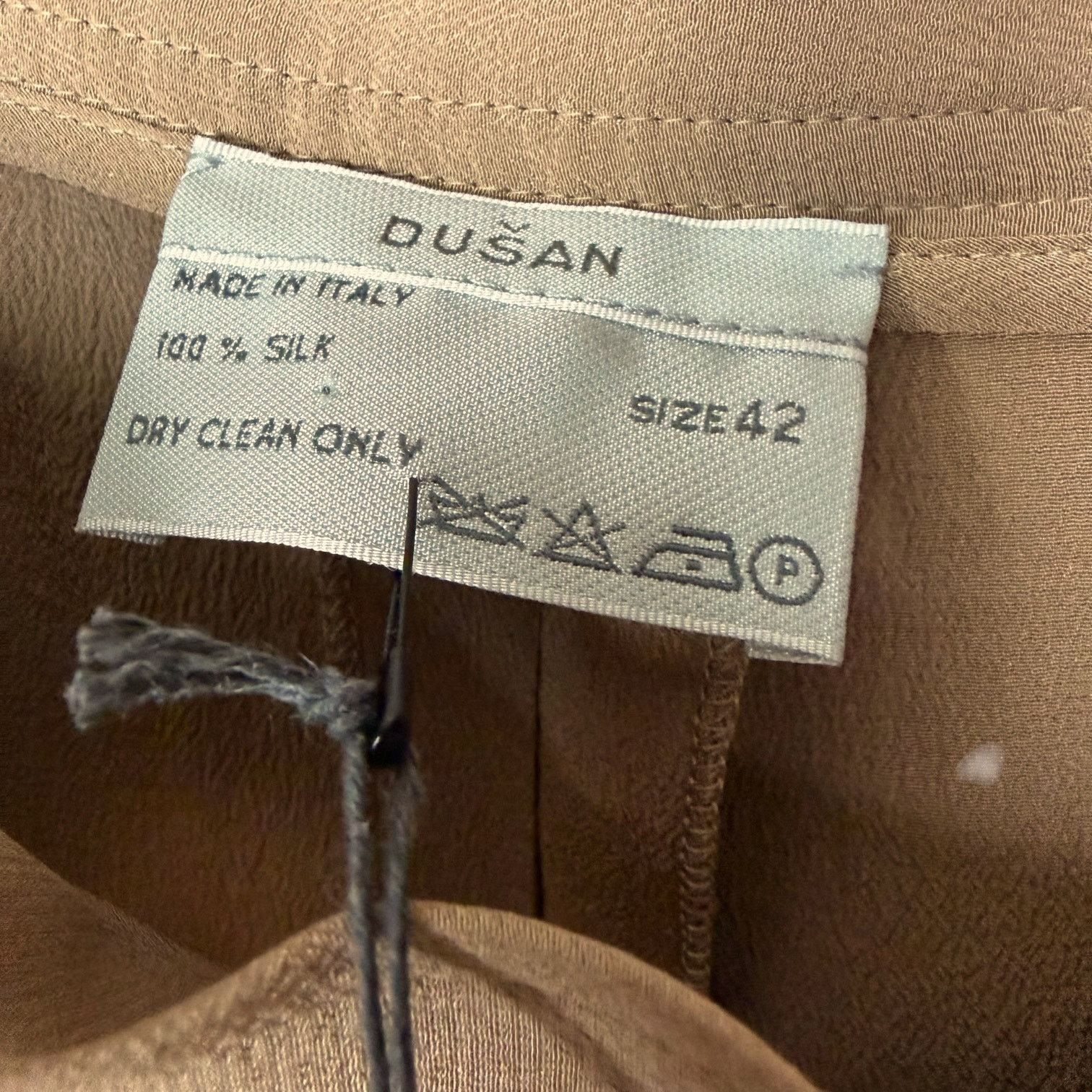 Other Dusan 100% Silk Pleated Tan Cuffed Women's L EU 42 Slacks Size 26" / US 2 / IT 38 - 4 Thumbnail