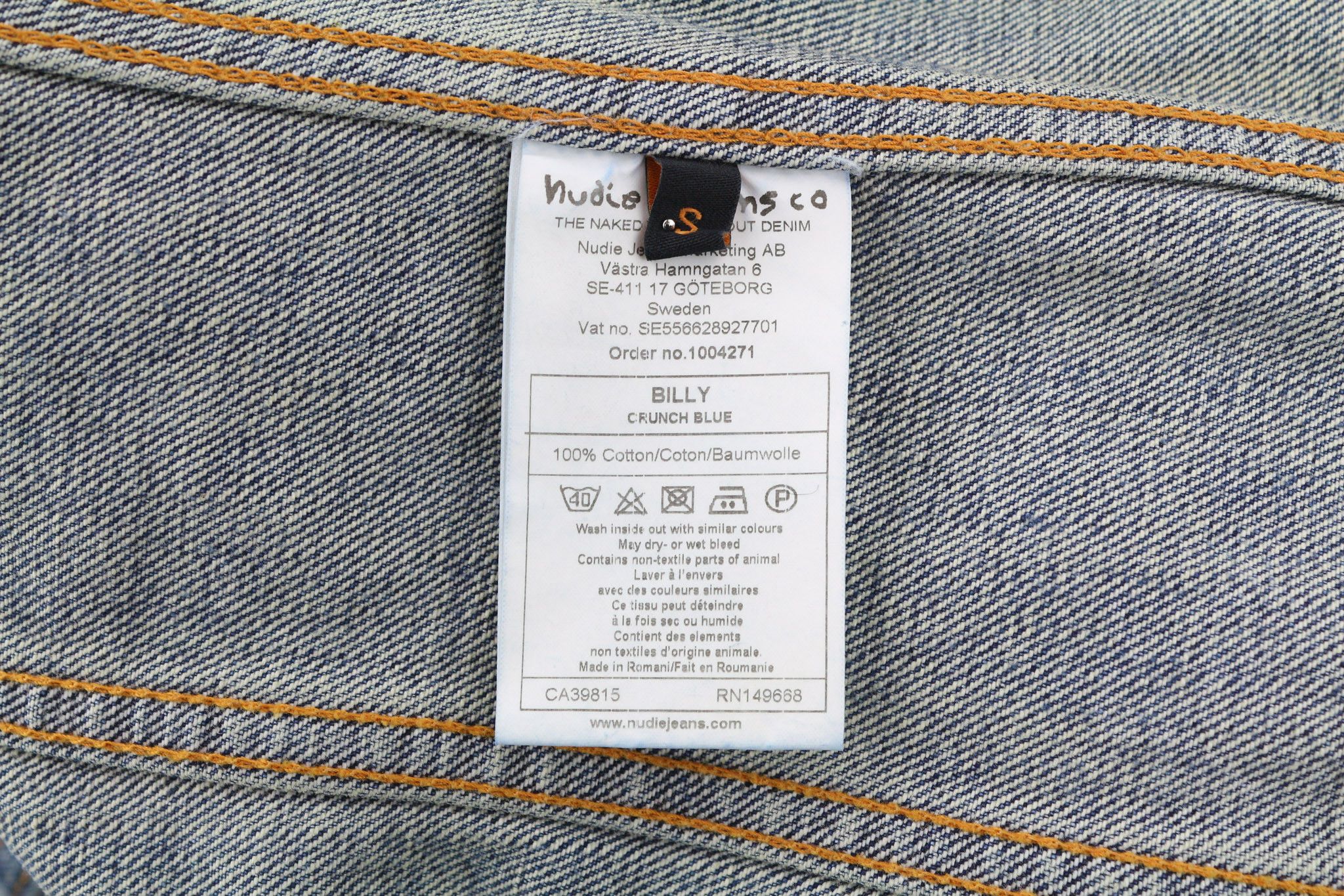 Nudie Jeans BILLY S Crunch Blue Denim Logo Jacket 81068 Size US S / EU 44-46 / 1 - 7 Thumbnail