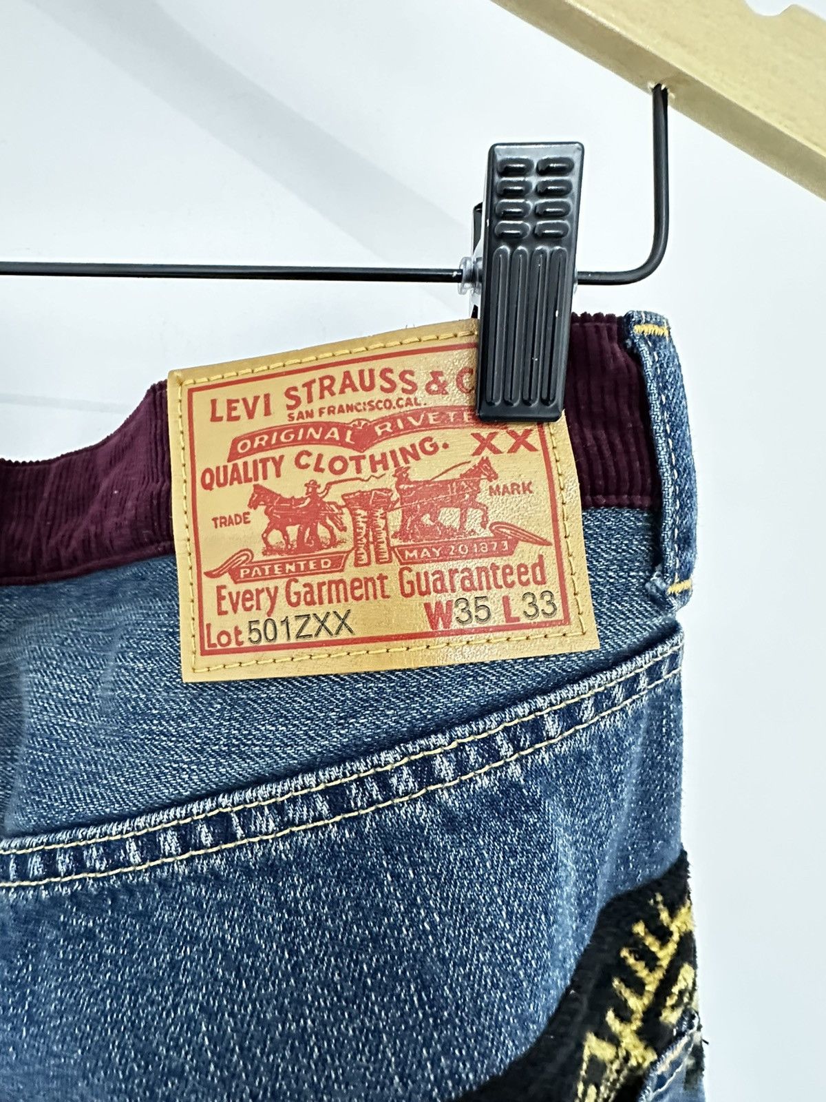 Comme des Garcons × Junya Watanabe × Levi's Ss23 Junya watanabe Jamiroquai 501Z Patch Denim Pants Size US 35 - 4 Thumbnail