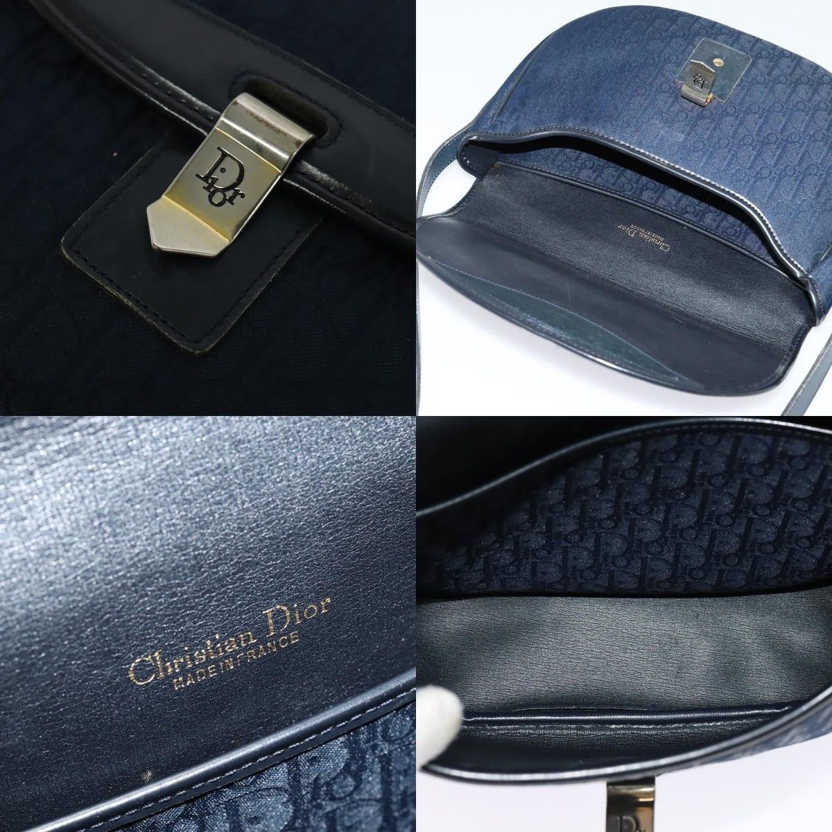 Dior DIOR Trotter Canvas Shoulder Bag Navy Gold Size ONE SIZE - 11 Thumbnail
