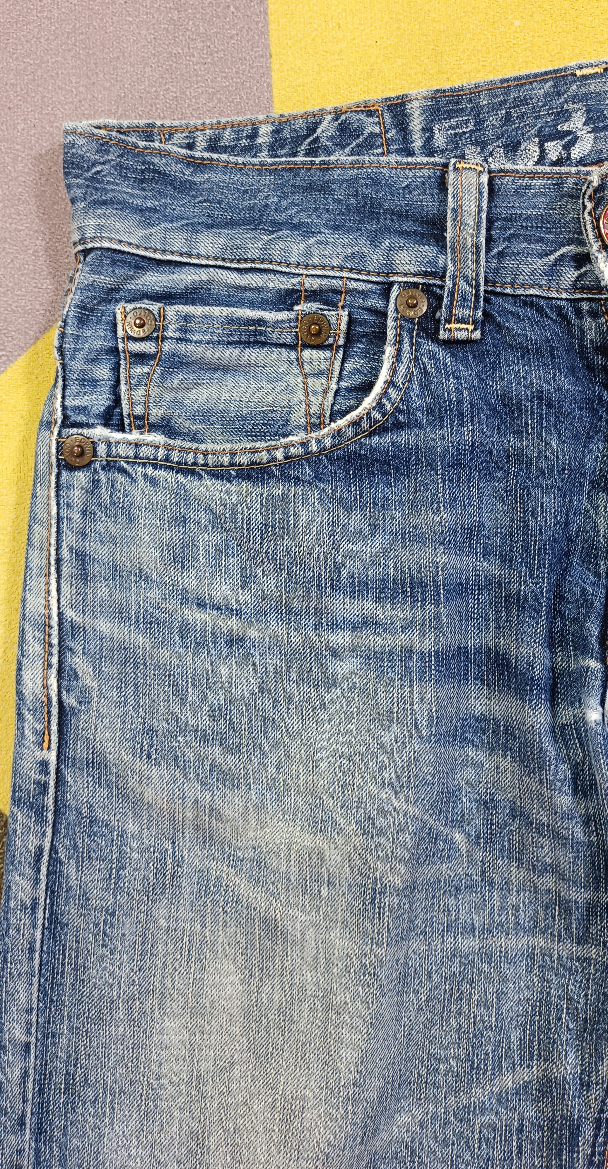 Edwin Vintage Edwin 503 Blue Trip Distressed Jeans Very Rare Size US 32 / EU 48 - 12 Thumbnail