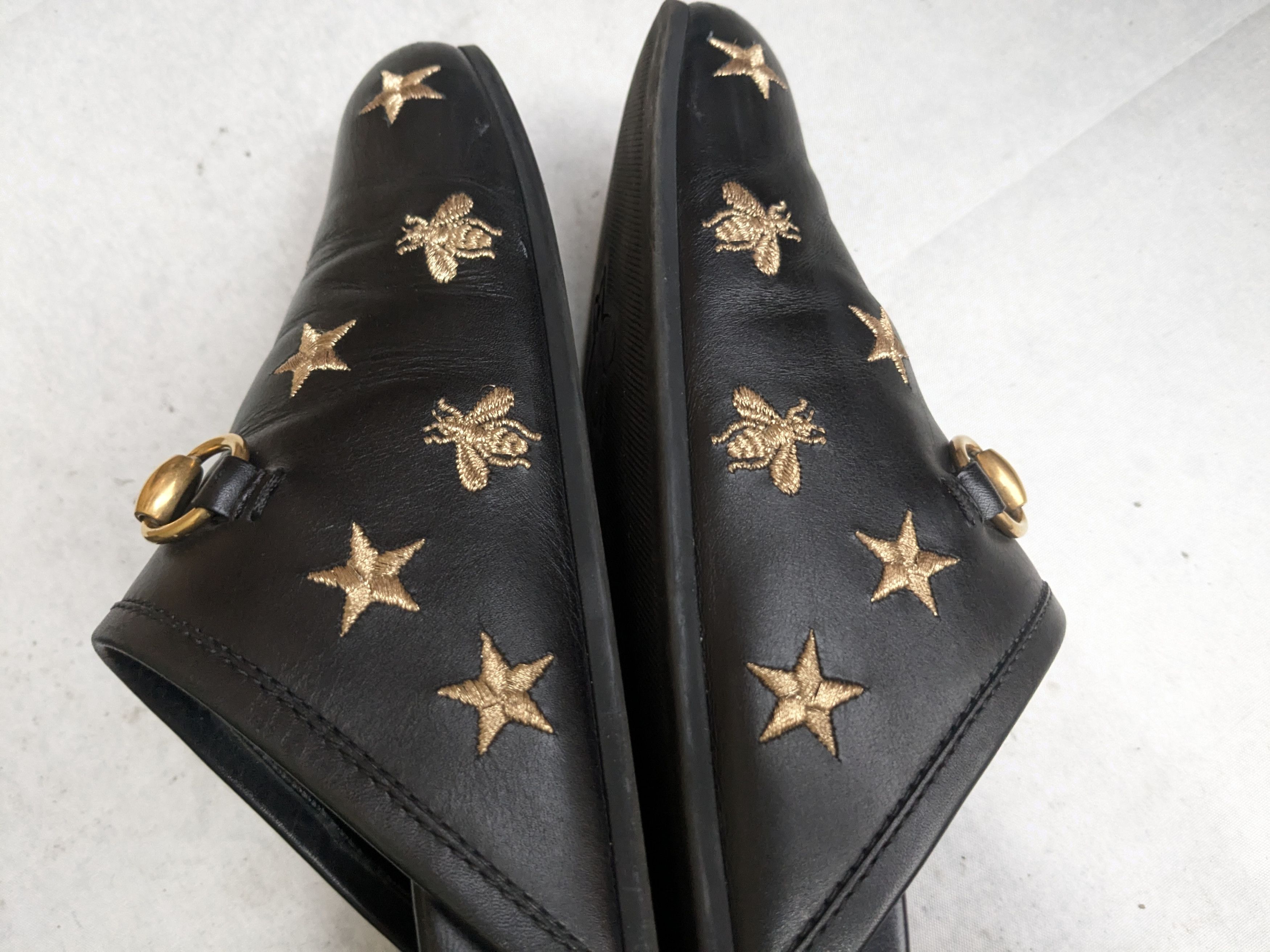 Gucci Gucci Horsebit Loafers Mules Black 9.5 Gold Stars Bees Size US 9.5 / EU 42-43 - 6 Thumbnail