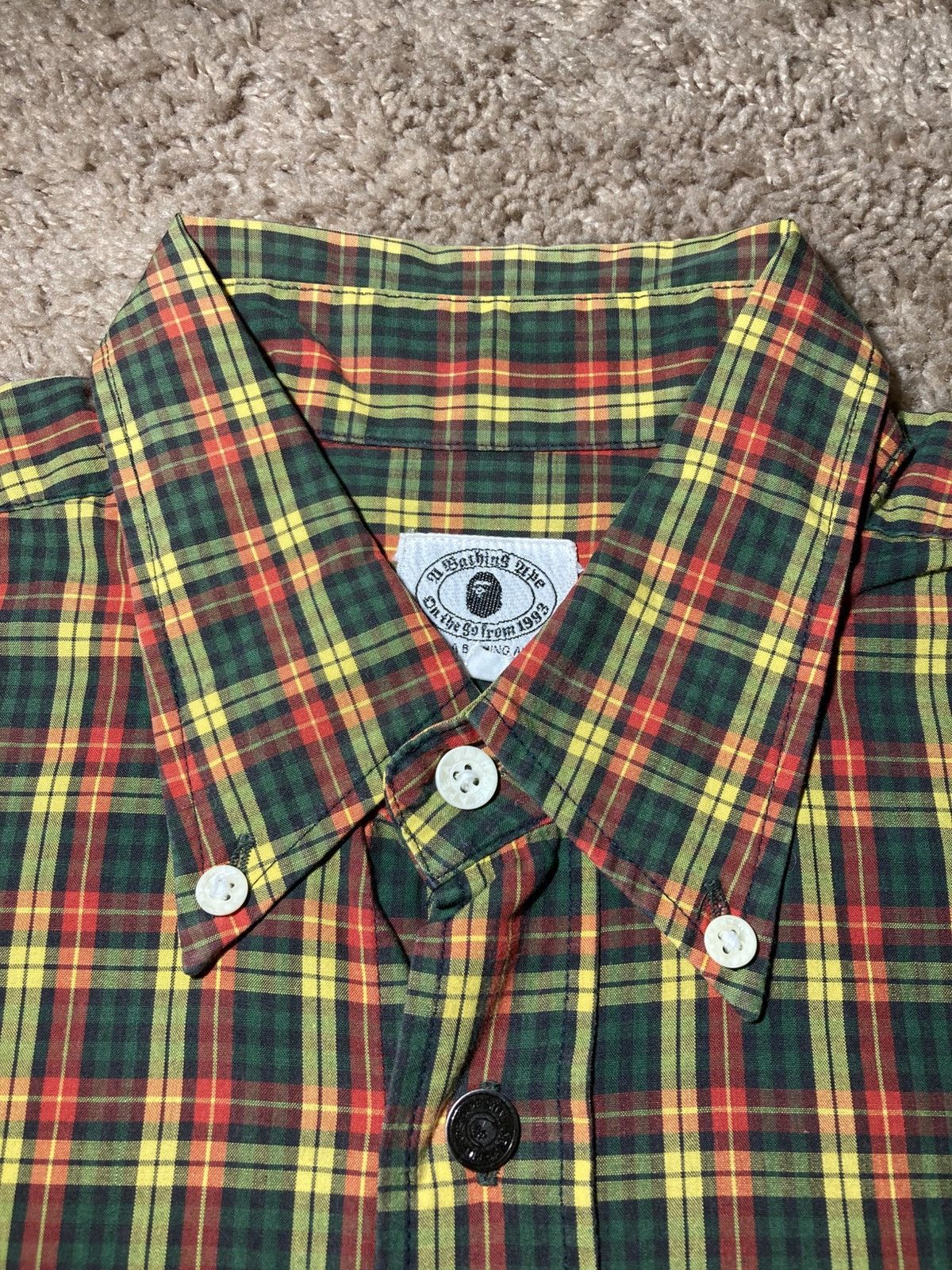 Bape 1996 Bape Plaid Green Red Button Down 90s Ape Logo OG Nigo Size US M / EU 48-50 / 2 - 6 Thumbnail