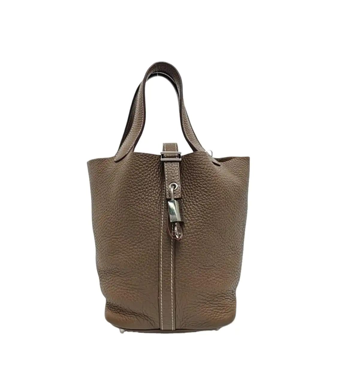 Hermes Hermes Picotin Lock 18 Etoupe Clemence cowhide leather picotin handbag silver ha Size ONE SIZE - 1 Thumbnail