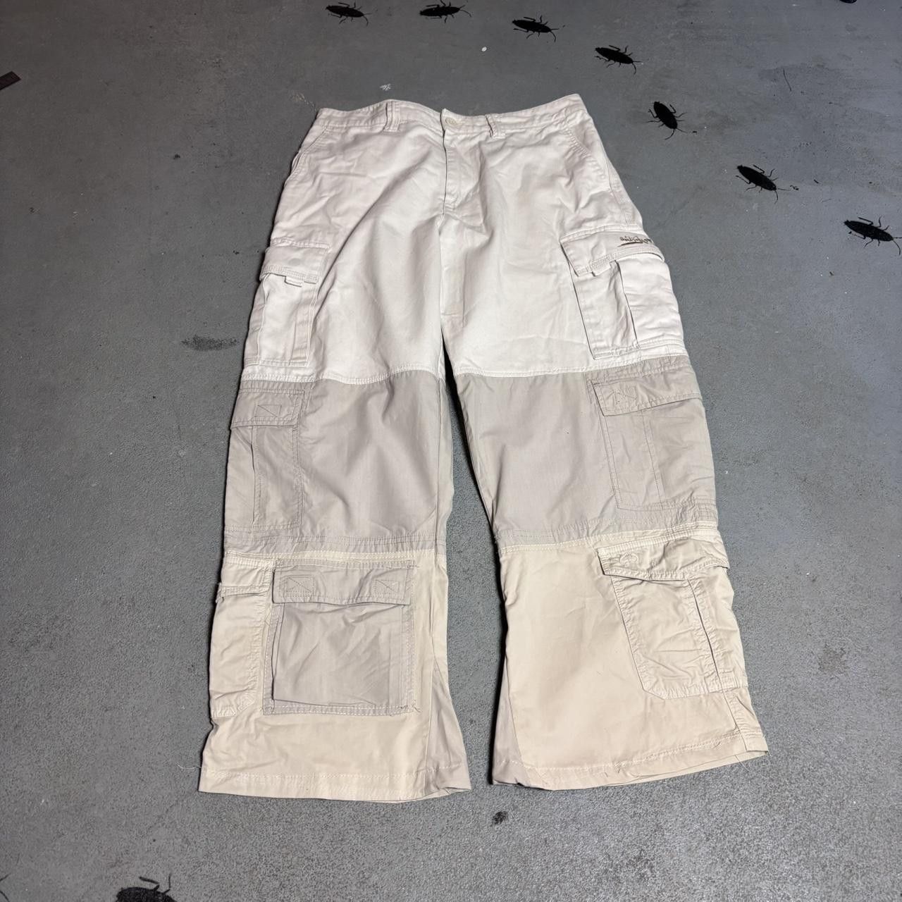 Japanese Brand × Vintage Upcycled Tan and cream cargo trousers with a relaxed fit Size US 34 / EU 50 - 1 Thumbnail