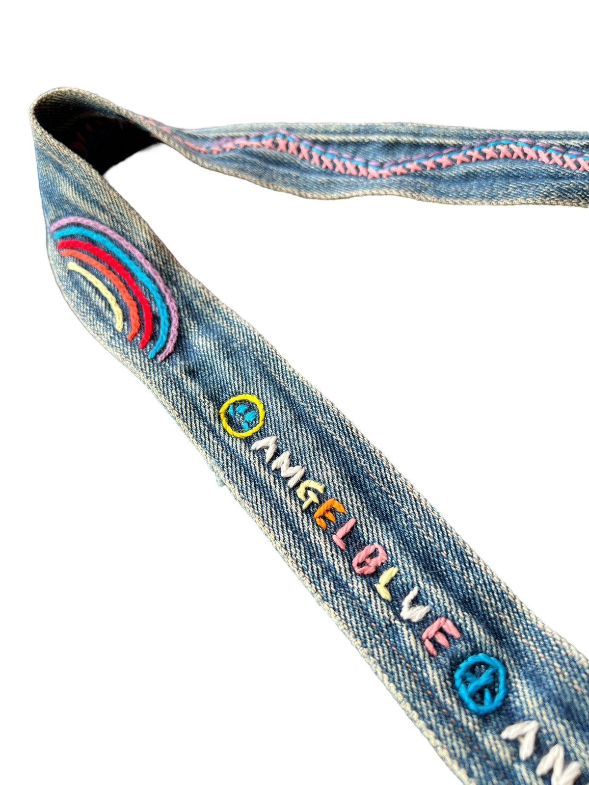 Angel Blue 1990 Angel Blue Embroidery Denim Sling Bag Size ONE SIZE - 4 Thumbnail