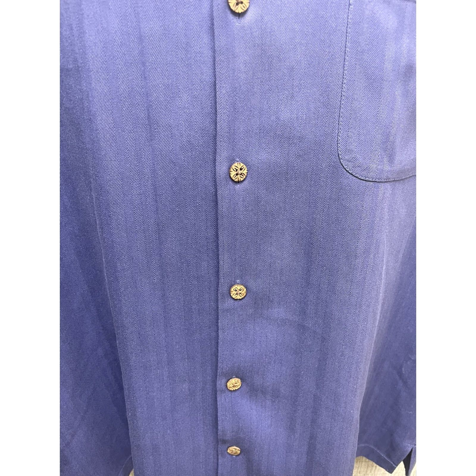 Tommy Bahama VINTAGE Tommy Bahama Shirt Hawaiian Silk Button-Down Short Sleeve M Dark Blue Mens M Size US M / EU 48-50 / 2 - 3 Thumbnail