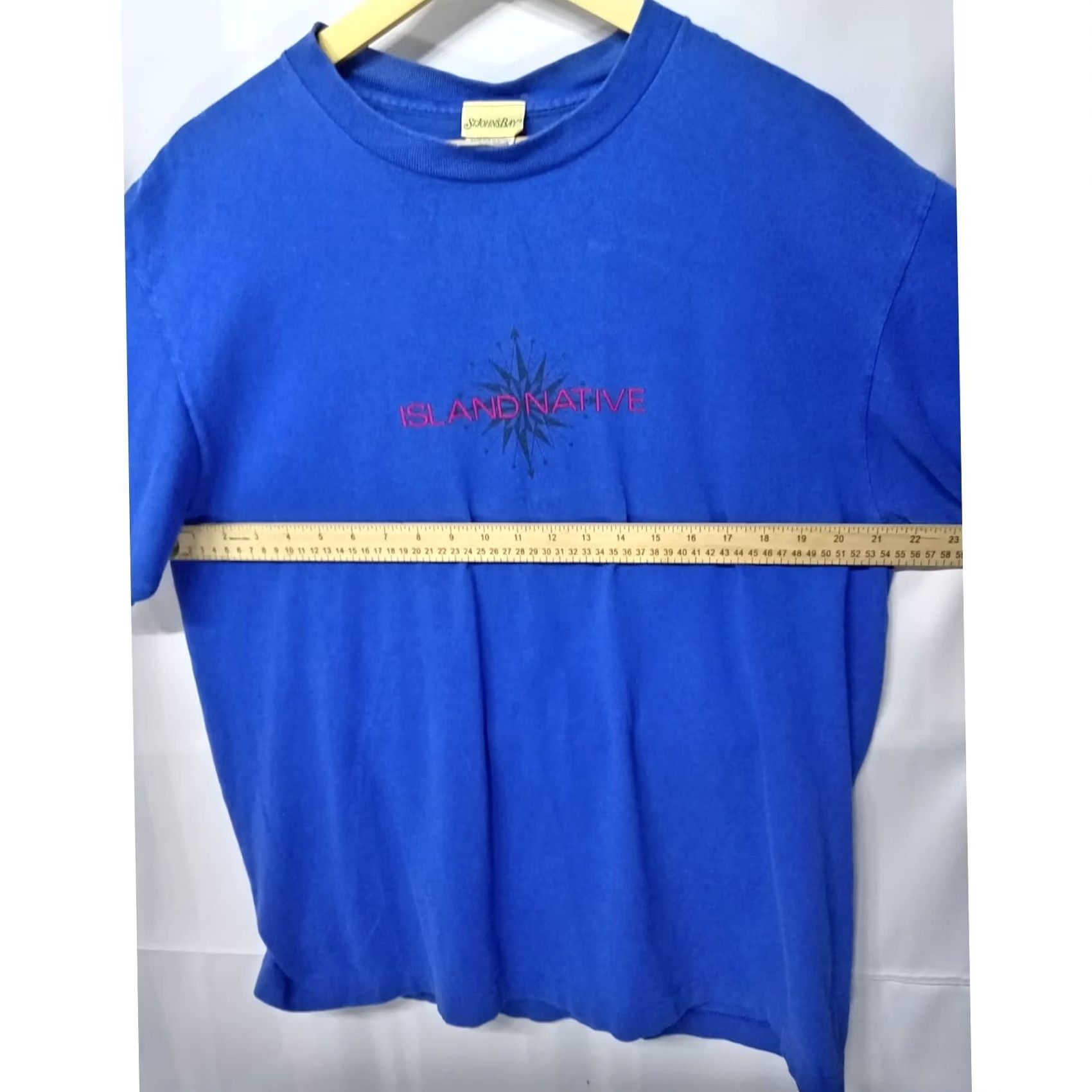 Vintage St. John's Bay Blue Graphic Print T-Shirt Short Sleeve Men L Crew Neck Island Native Logo Graphic Print T-Shirt ISLAND NATIVE Vintage No Size US L / EU 52-54 / 3 - 6 Thumbnail