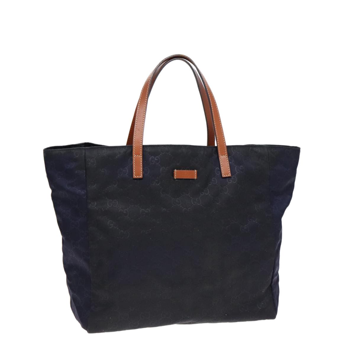 GUCCI GG Canvas Tote Bag Nylon Gold Navy 282439 Auth bs17376 Bags Luggage