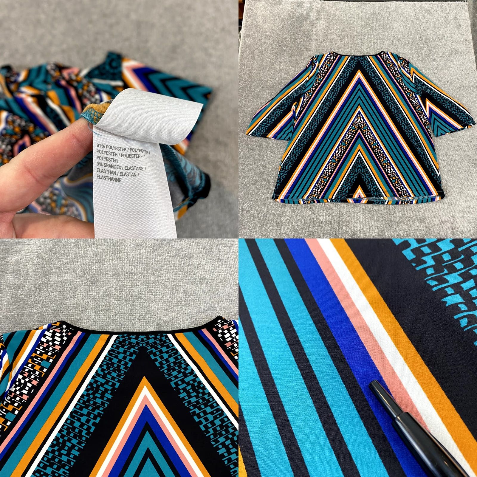 Bob Mackie BOB MACKIE Shirt Womens 2X Colorful Abstract Art-To-Wear 3/4 Sleeve Tunic Top Size XXL / US 16-18 / IT 52-54 - 8 Thumbnail