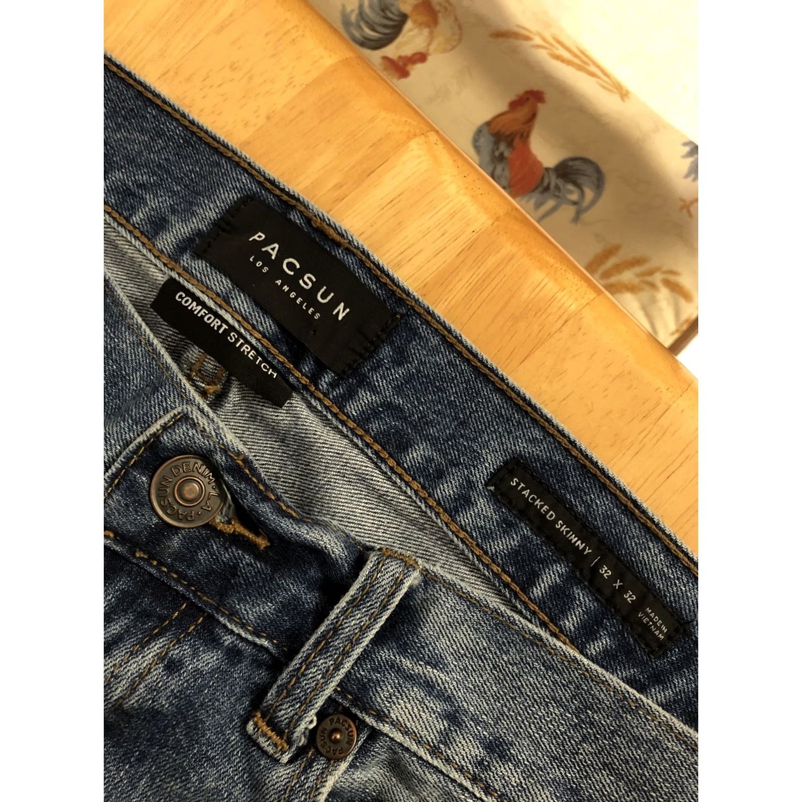 Pacsun Pacsun Men Skinny Jeans 34x32 Distressed 5-Pocket Stretch Medium Wash Blue 90s Theme Mens Size US 34 / EU 50 - 3 Thumbnail