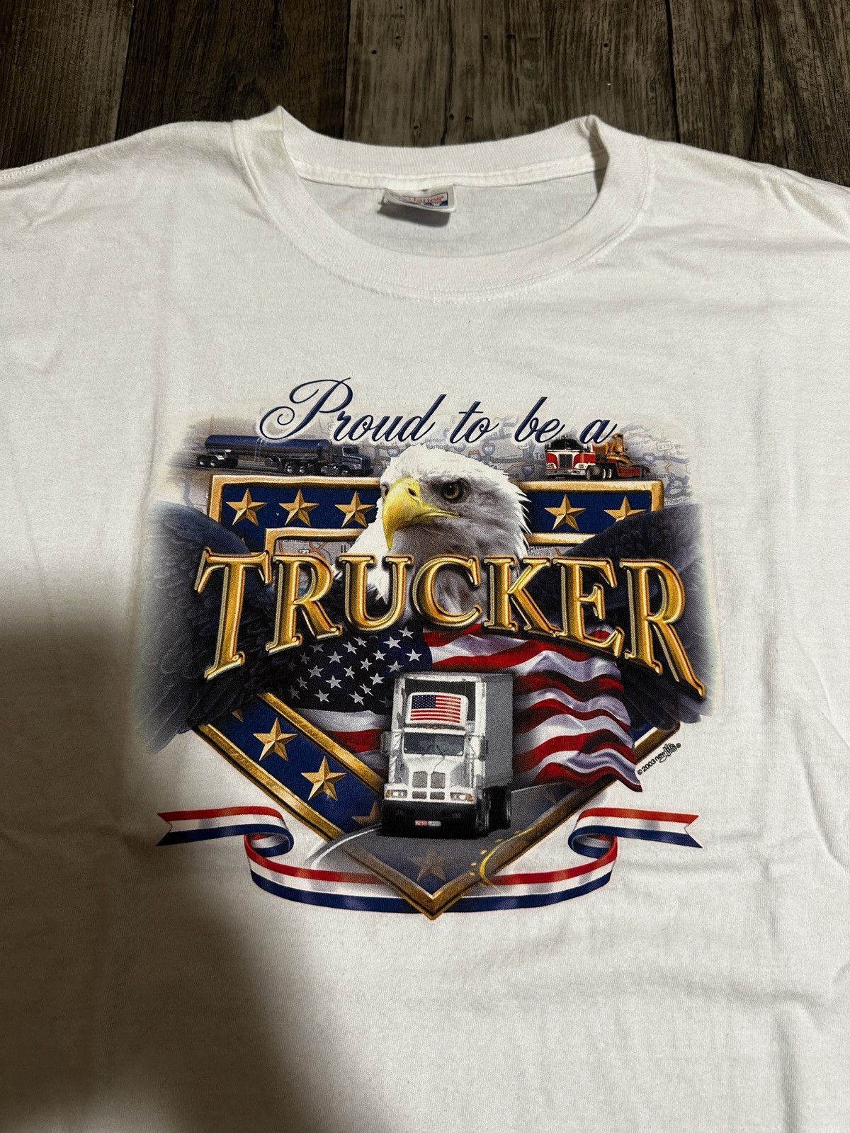 Vintage 2003 Proud to Be a Trucker Tee Size US XL / EU 56 / 4 - 1 Thumbnail