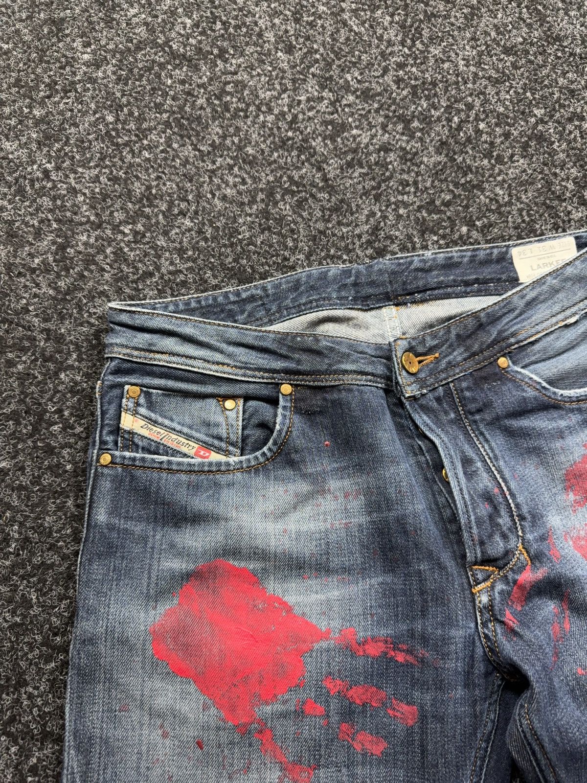 Diesel 00s Diesel Larkee Distressed Punk Custom Painted Y2K Jeans Size US 31 - 8 Thumbnail