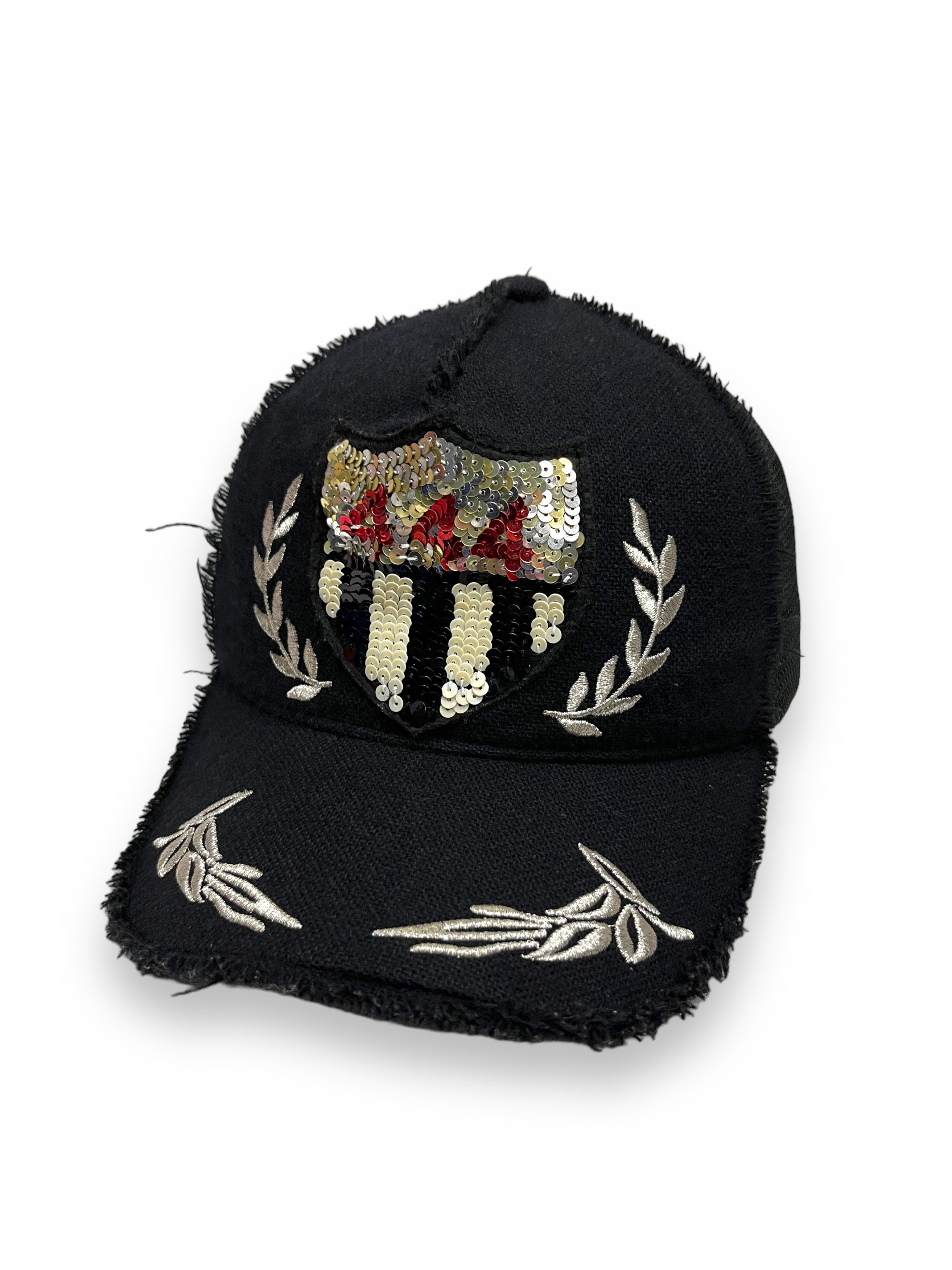 image of Lucky Selectism Designer Yoshinori Kotake Sequin Angel Number 444 Trucker in Black, Men's