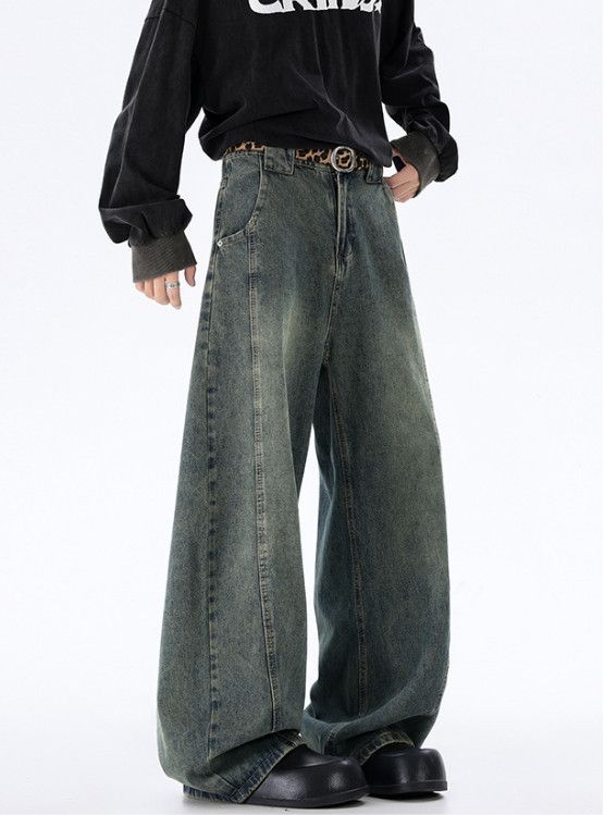 Vintage Japanese style retro distressed patchwork straight leg jeans Size US 32 / EU 48 - 4 Thumbnail