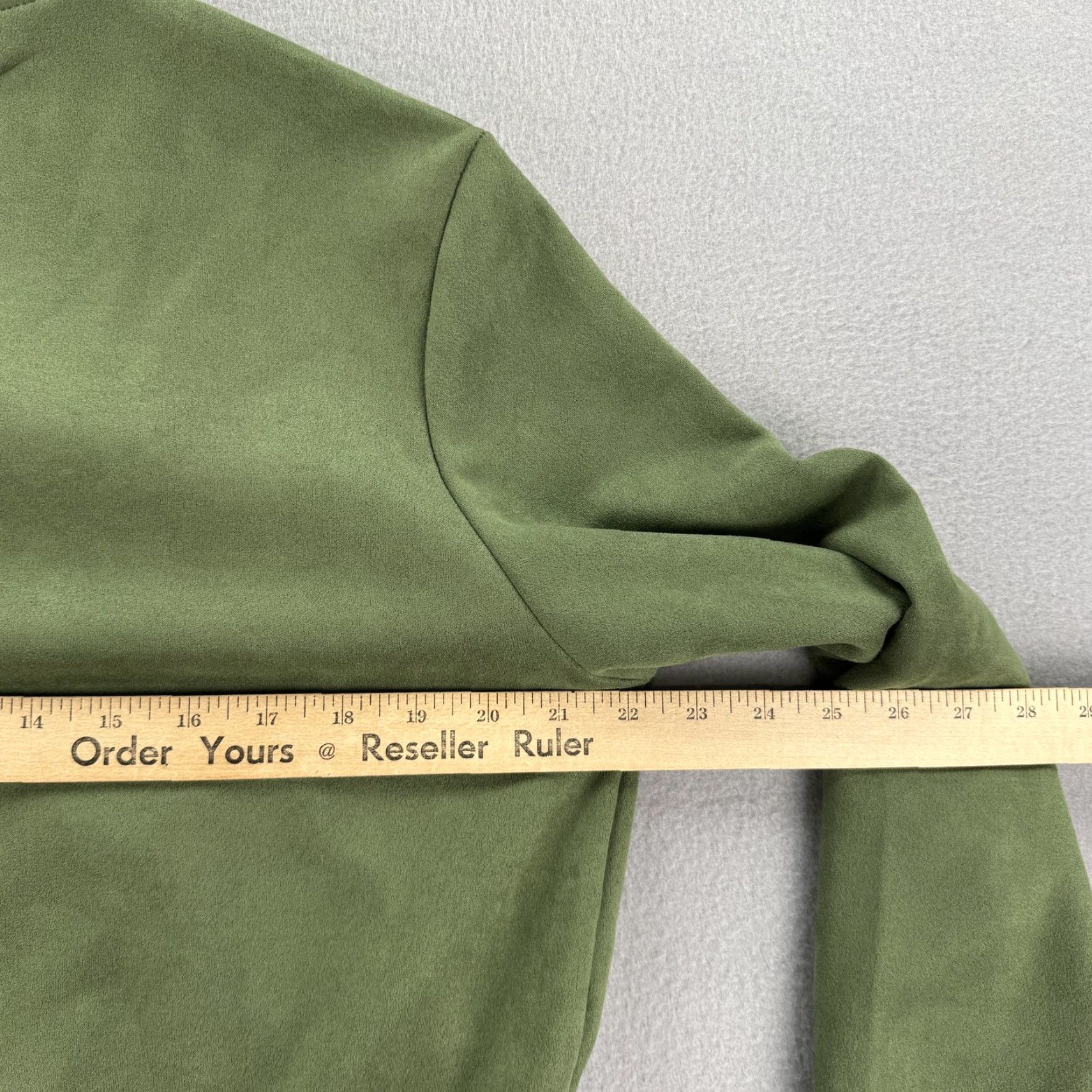 Anthropologie VINTAGE: No — (Skip) Solitaire Jacket Womens Large Olive Green Suede Look Bomber Zip Front Pockets Classic AnthroPologie Size L / US 10 / IT 46 - 4 Thumbnail