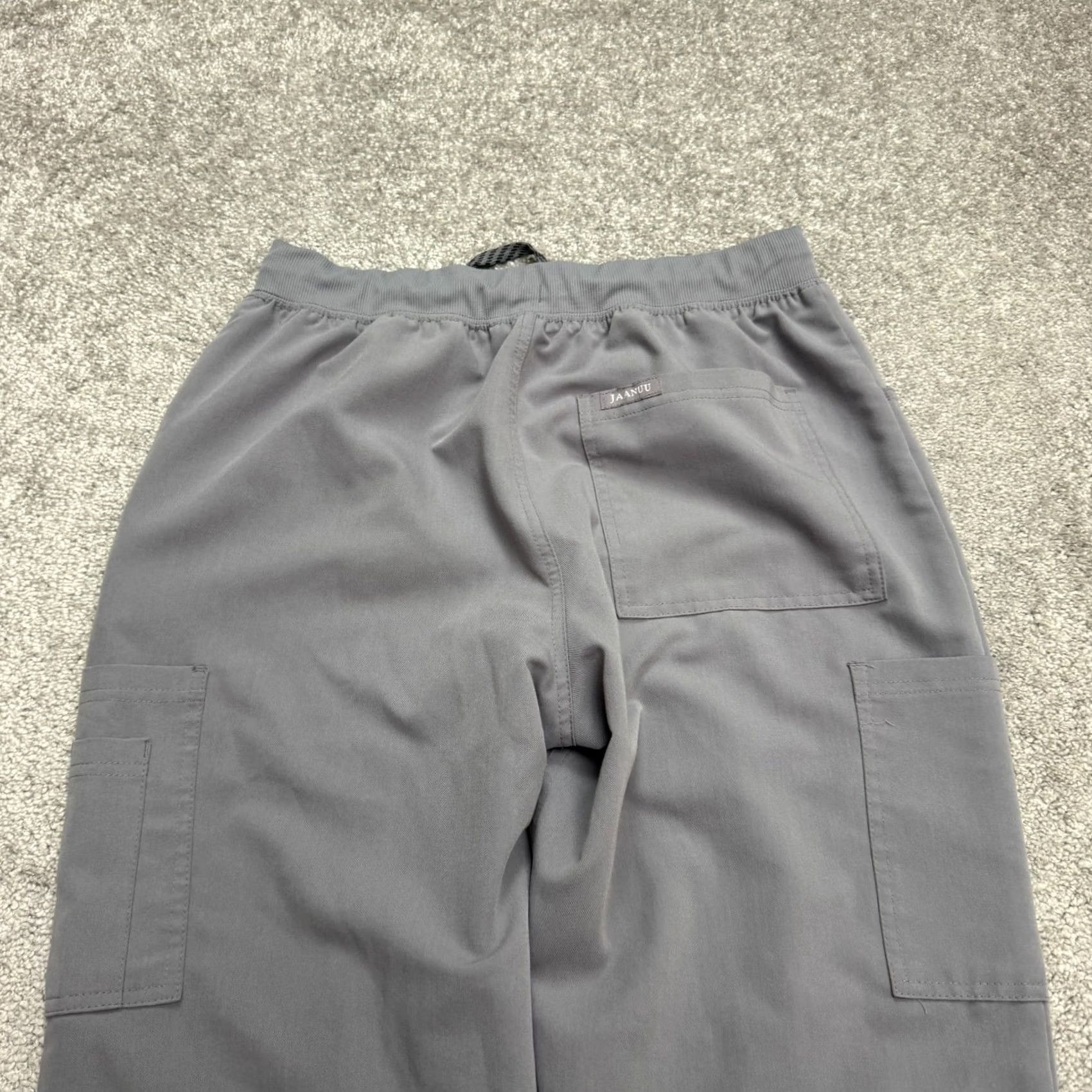 Vintage Jaanu Cargo Jogger Scrub Pants Womens Medium Short Gray Drawstring Medical Work Size 32" / US 10 / IT 46 - 4 Thumbnail