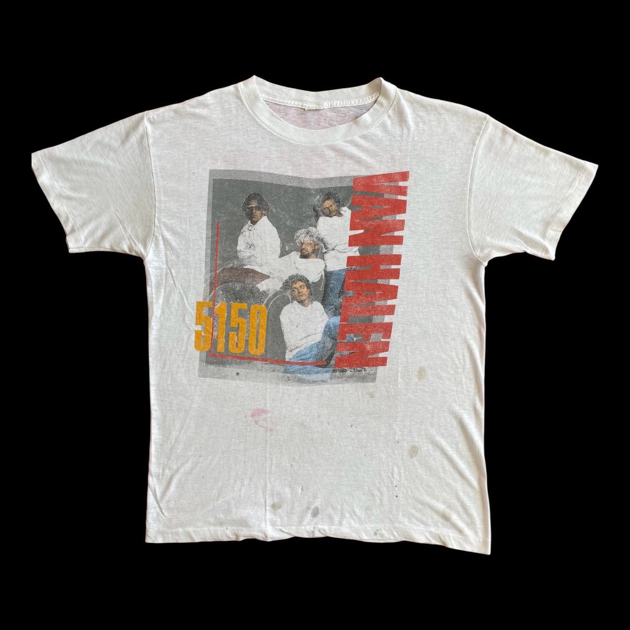 Vintage 80s Distressed Paper Tin Van Halen 5150 Concert Tee Menswear