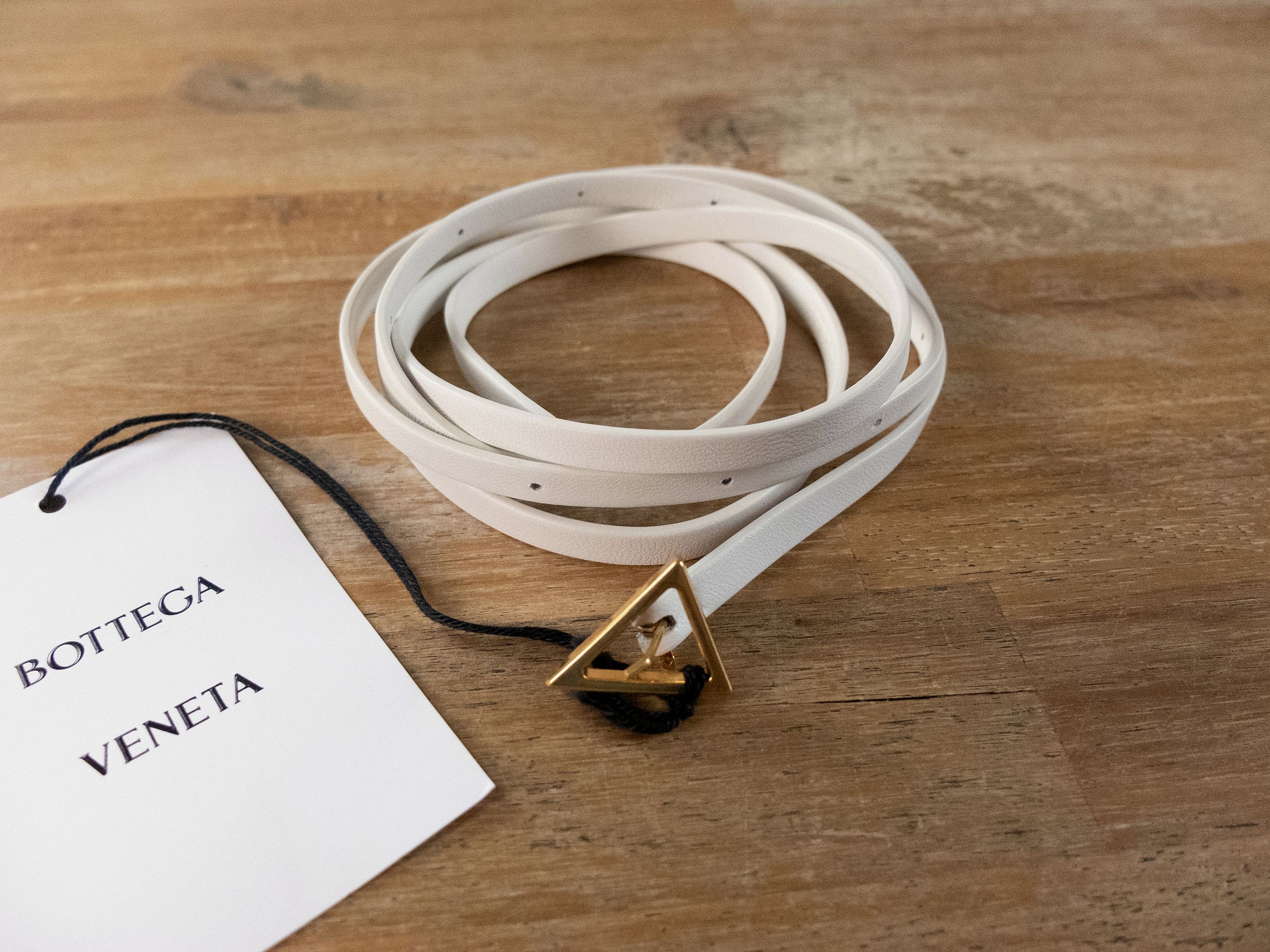 Bottega Veneta BOTTEGA VENETA white triangle buckle skinny leather belt Size ONE SIZE - 1 Thumbnail