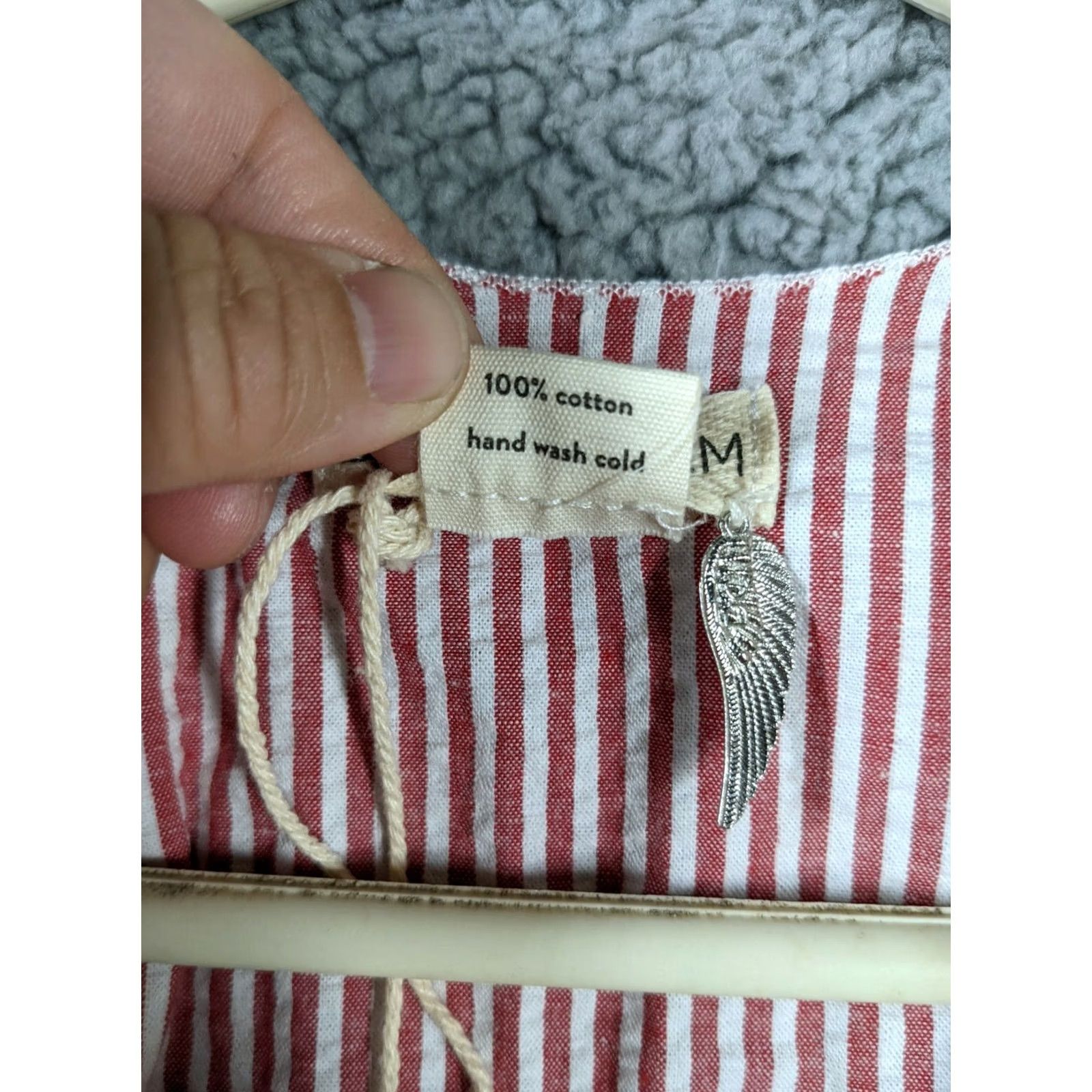 Cotton On Donni Charm Cotton One Size PONCHO Open front Red White Striped Cape Blouse Womens Shirt Casual Vintage: No Size ONE SIZE - 4 Thumbnail