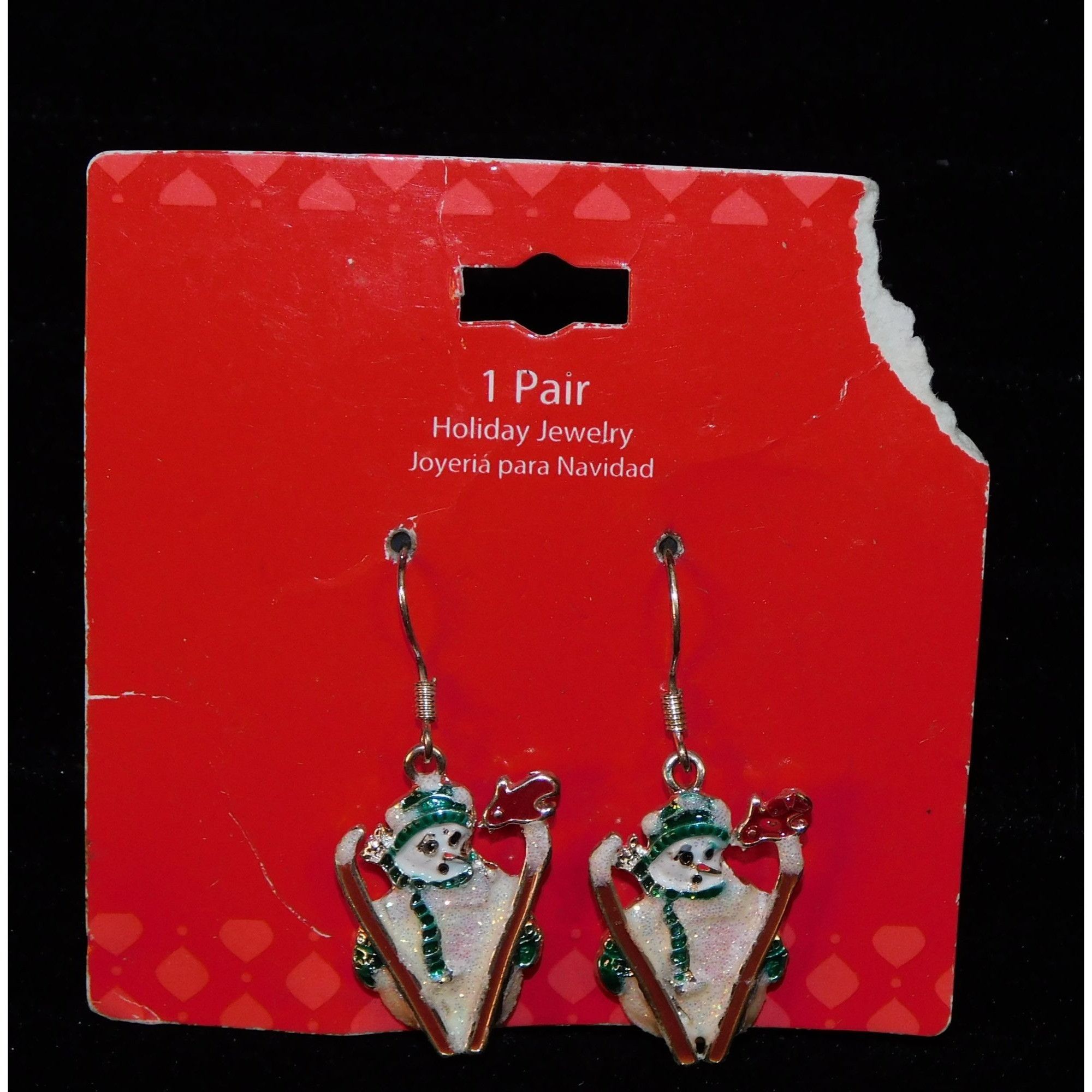Other Skiing Snowman Glitter Enamel Dangle Earrings Size ONE SIZE - 2 Thumbnail