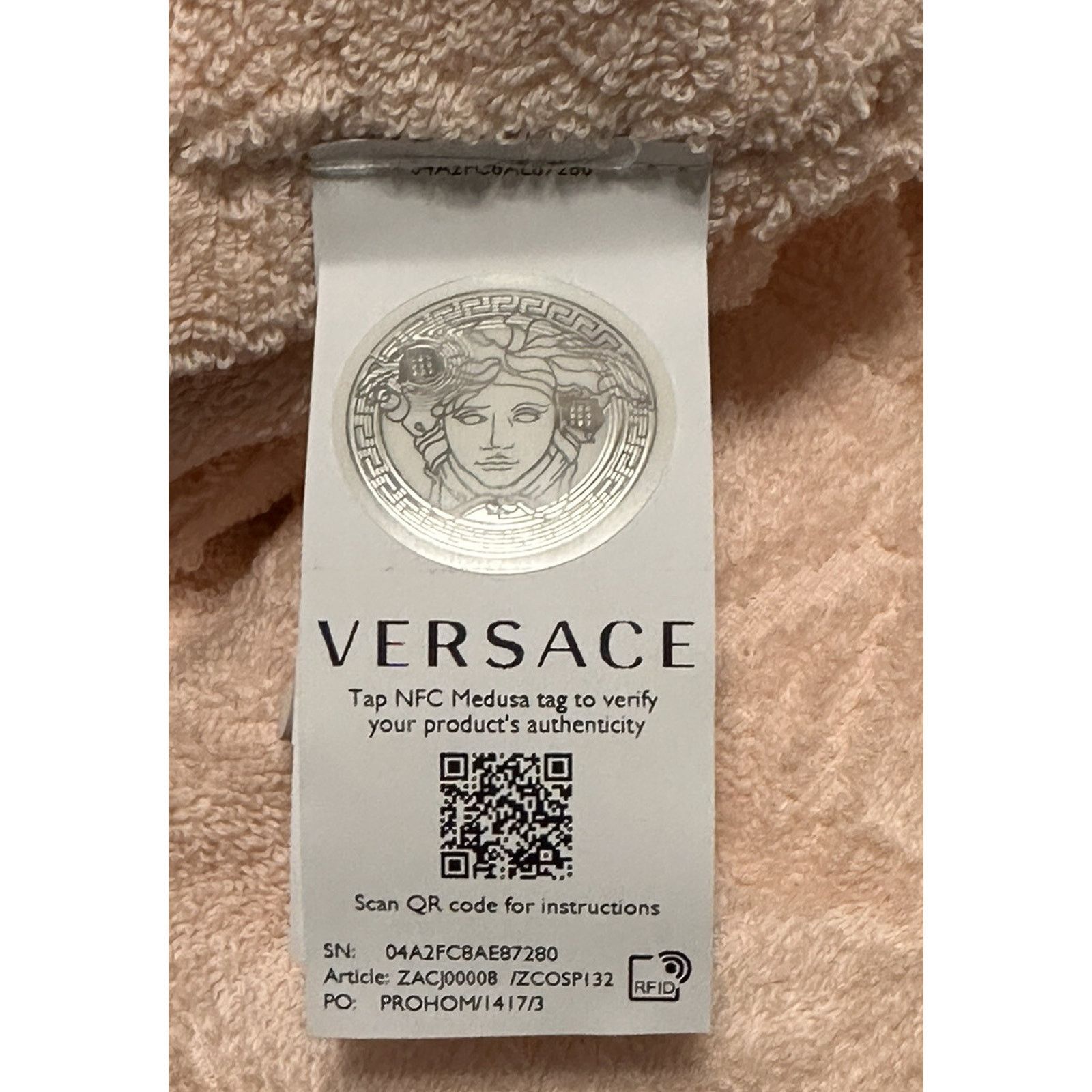 Versace Versace Medusa Cotton Terry Bath Robe Rose Medium ZACJ00008 Size ONE SIZE - 19 Thumbnail
